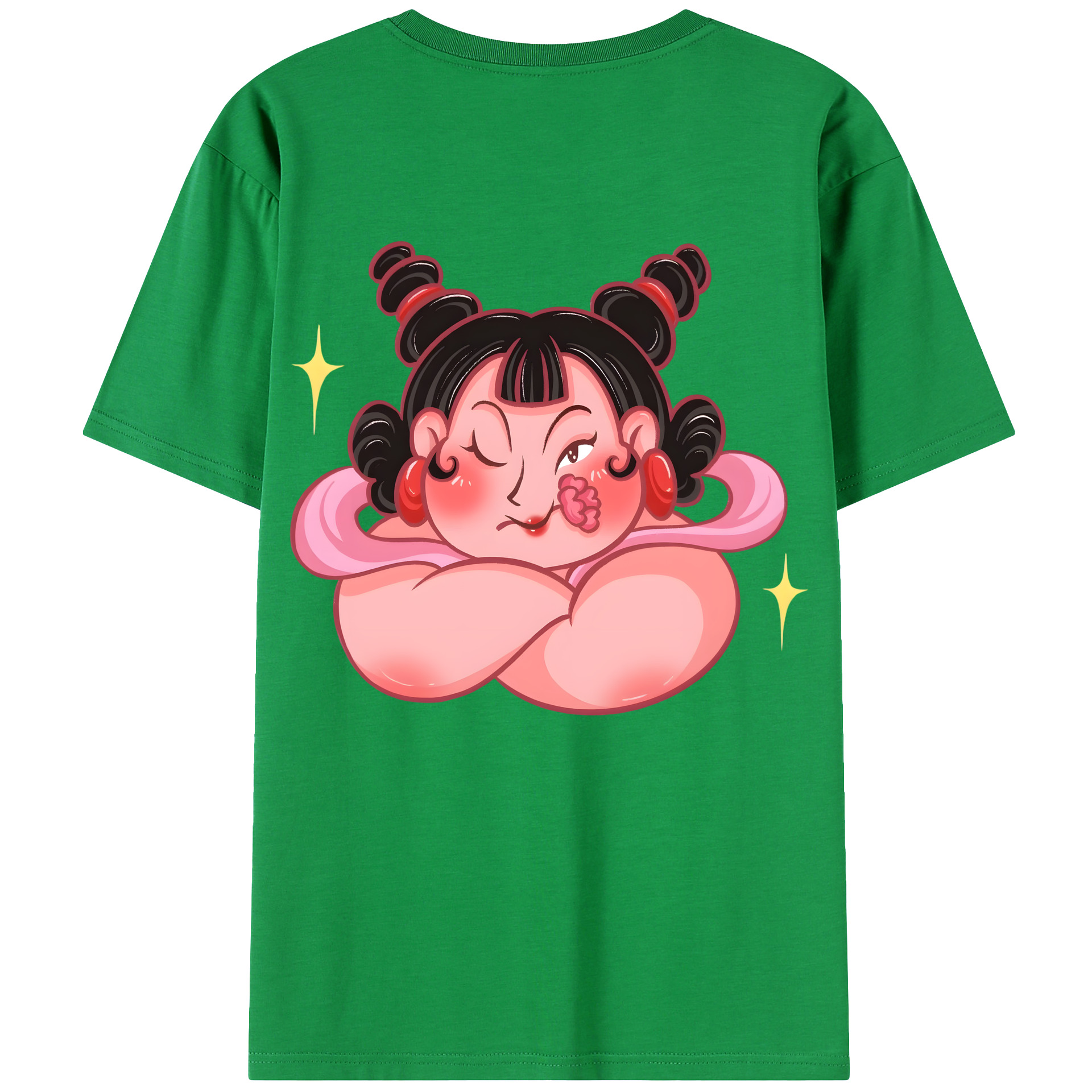 （画像用） Ne Zha 2 ナタ 魔童の大暴れ 綿100％ メンズ半袖Tシャツ（バックプリント） 通気性