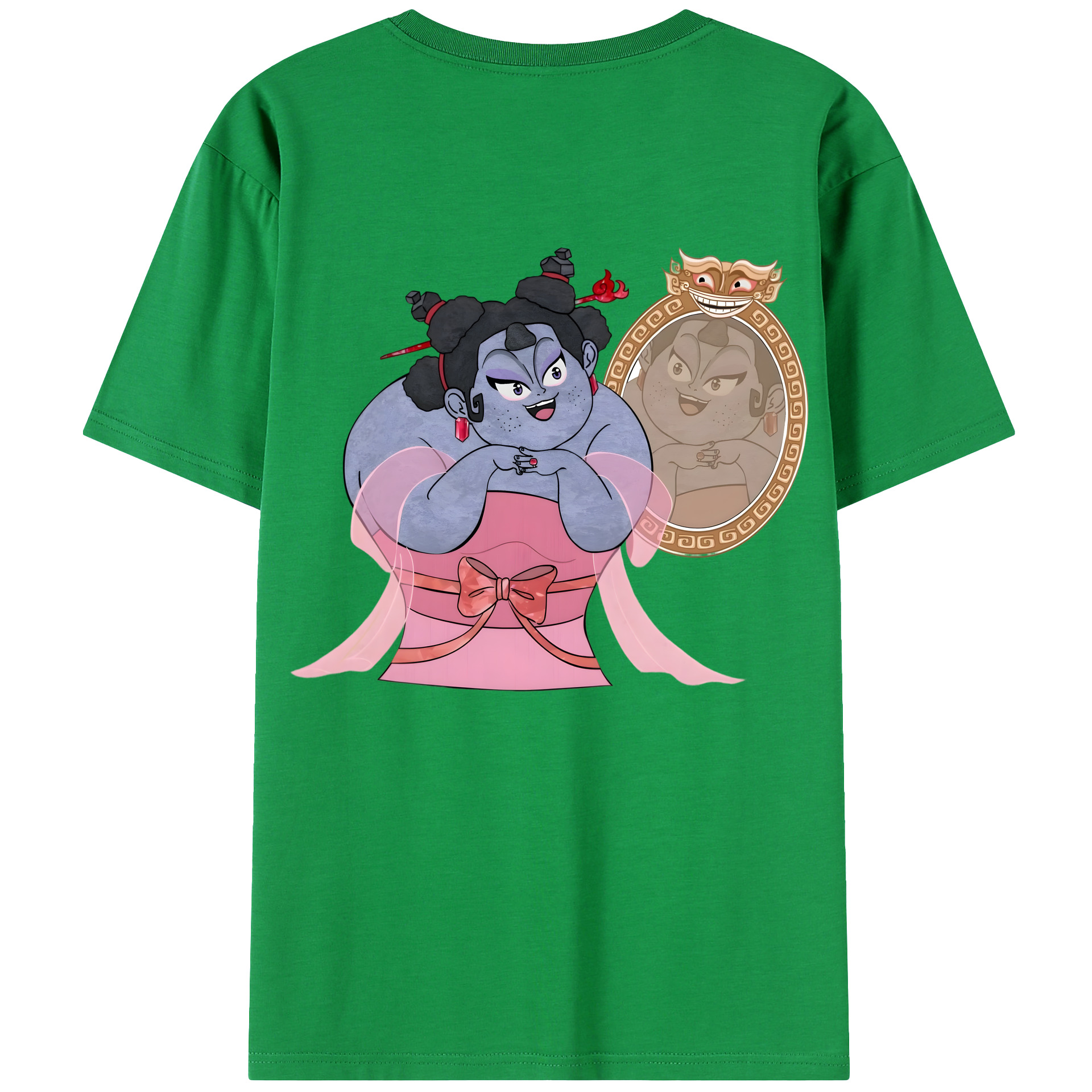 （画像用） Ne Zha 2 ナタ 魔童の大暴れ 綿100％ メンズ半袖Tシャツ（バックプリント） 通気性