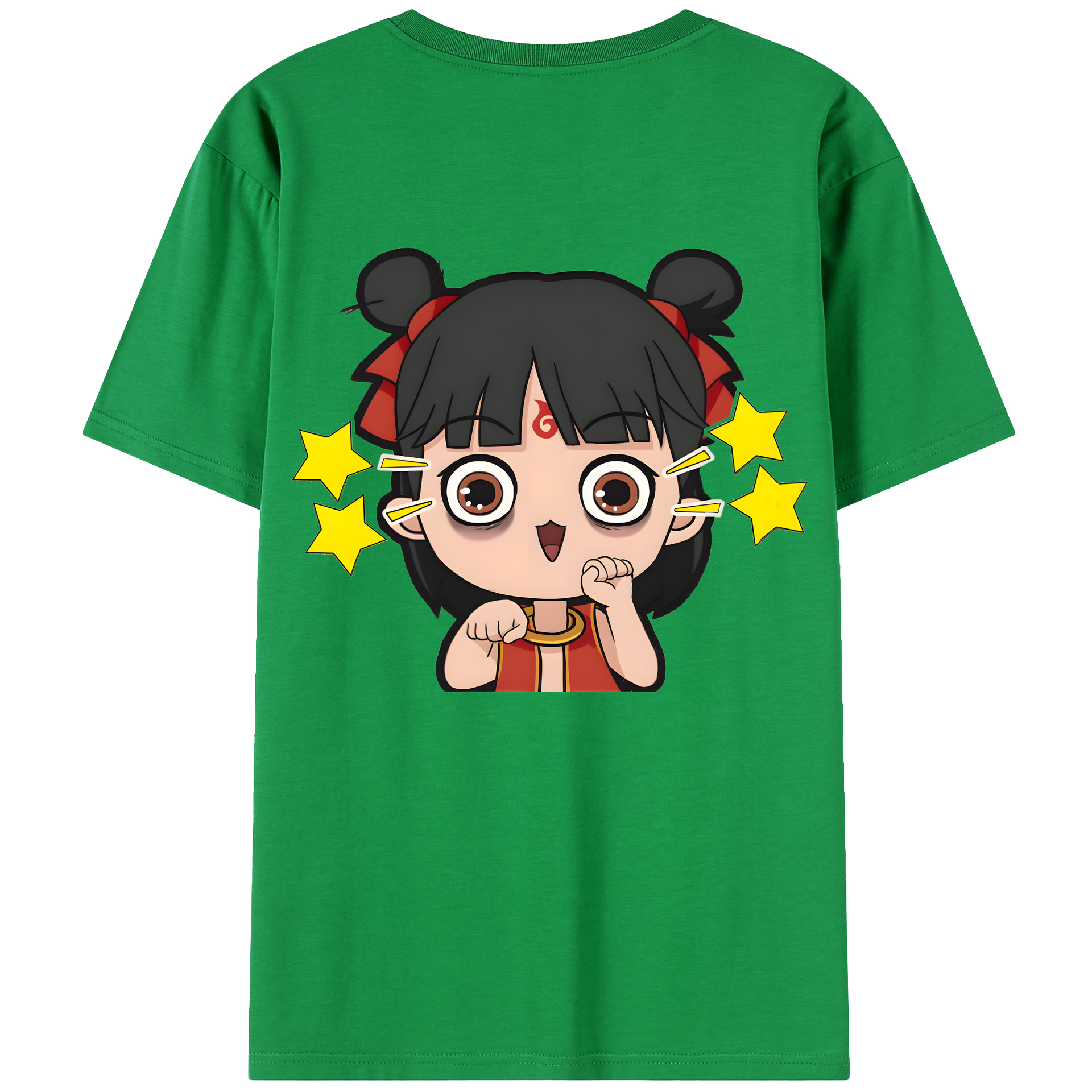 （画像用） Ne Zha 2 ナタ 魔童の大暴れ 綿100％ メンズ半袖Tシャツ（バックプリント） 通気性