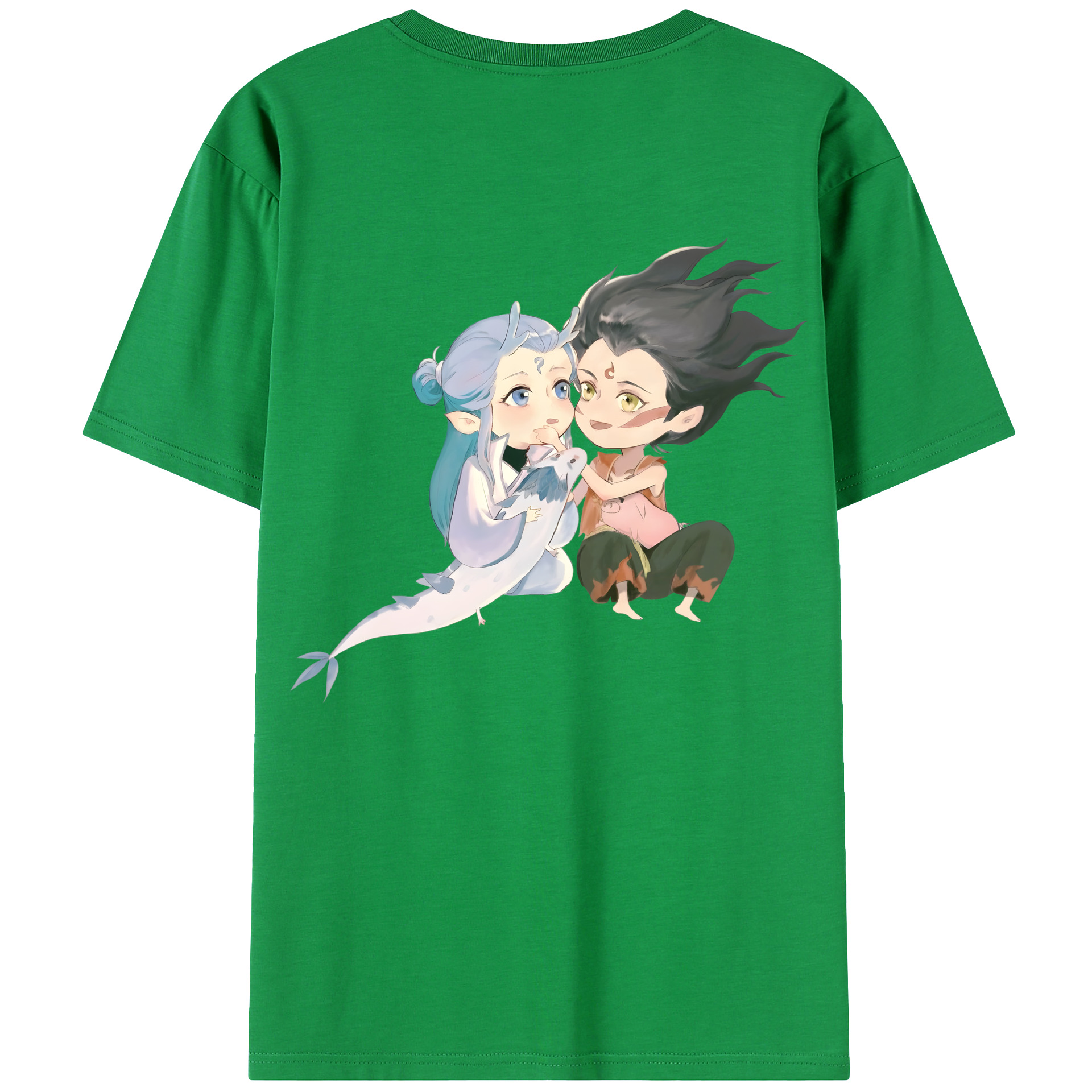 （画像用） Ne Zha 2 ナタ 魔童の大暴れ 綿100％ メンズ半袖Tシャツ（バックプリント） 通気性