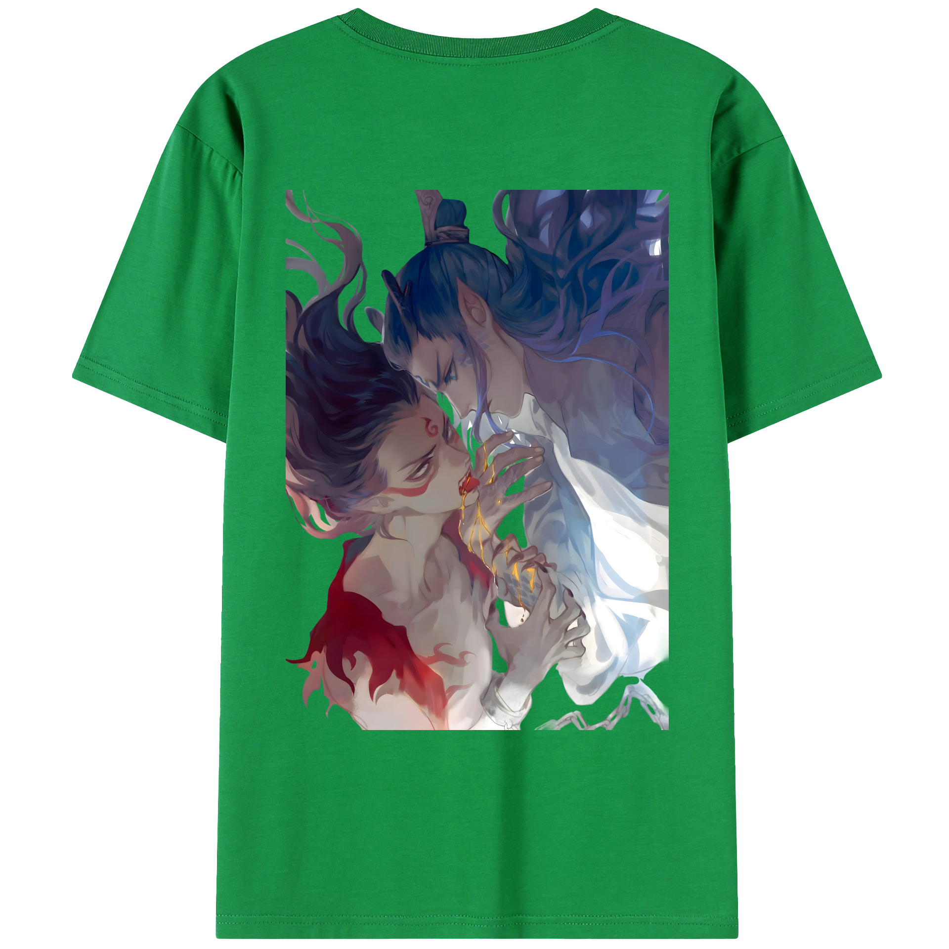 （画像用） Ne Zha 2 ナタ 魔童の大暴れ 綿100％ メンズ半袖Tシャツ（バックプリント） 通気性