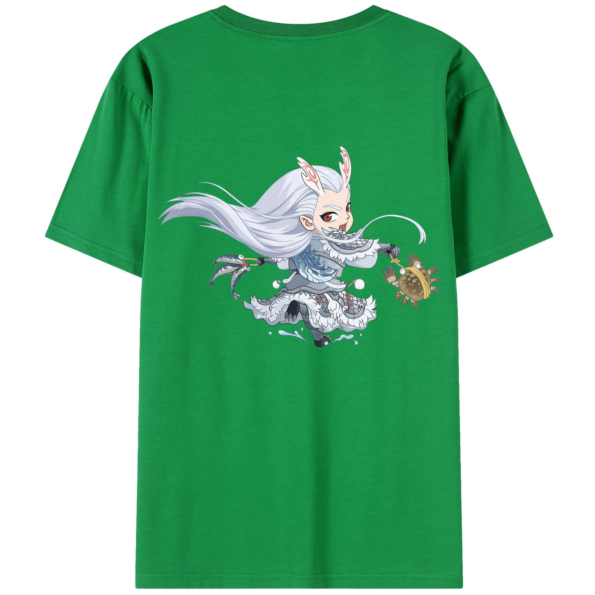 （画像用） Ne Zha 2 ナタ 魔童の大暴れ 綿100％ メンズ半袖Tシャツ（バックプリント） 通気性