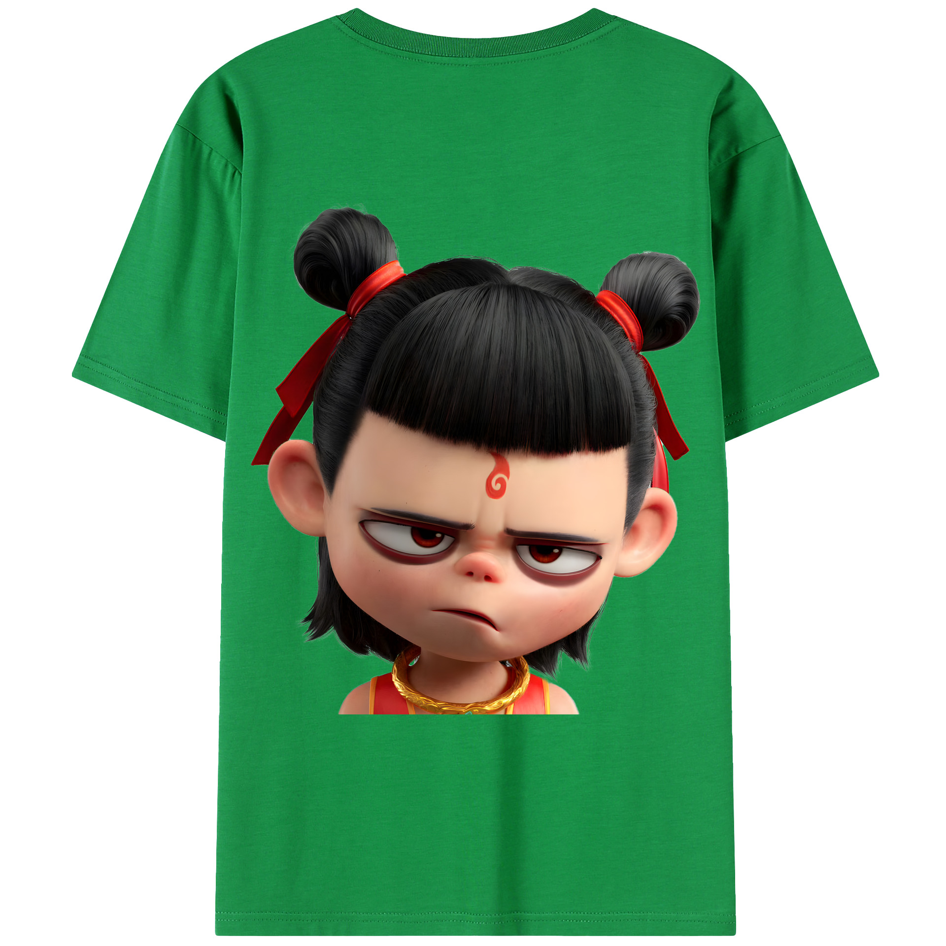 （画像用） Ne Zha 2 ナタ 魔童の大暴れ 綿100％ メンズ半袖Tシャツ（バックプリント） 通気性