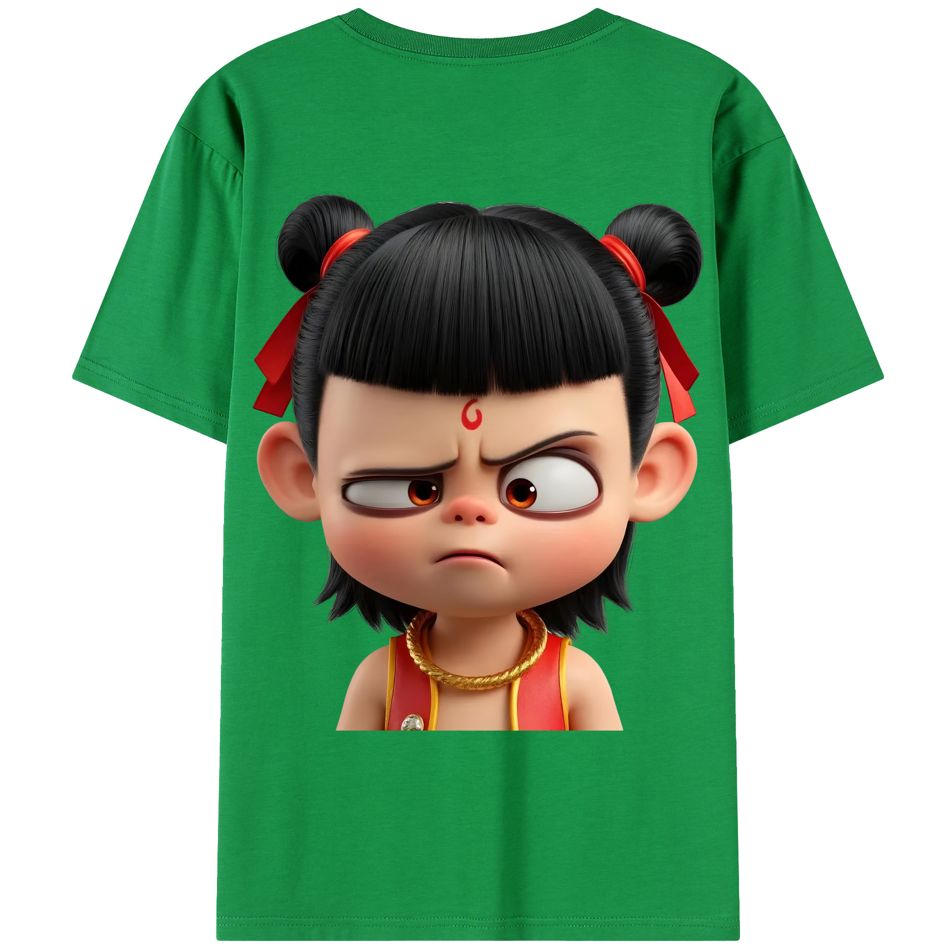 （画像用） Ne Zha 2 ナタ 魔童の大暴れ 綿100％ メンズ半袖Tシャツ（バックプリント） 通気性