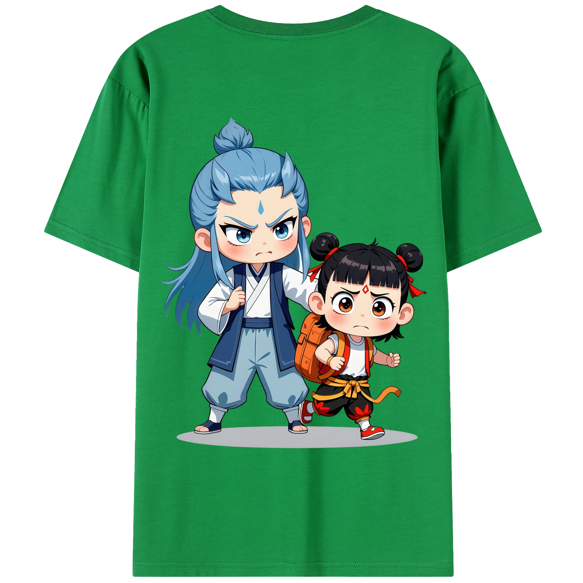 （画像用） Ne Zha 2 ナタ 魔童の大暴れ 綿100％ メンズ半袖Tシャツ（バックプリント） 通気性