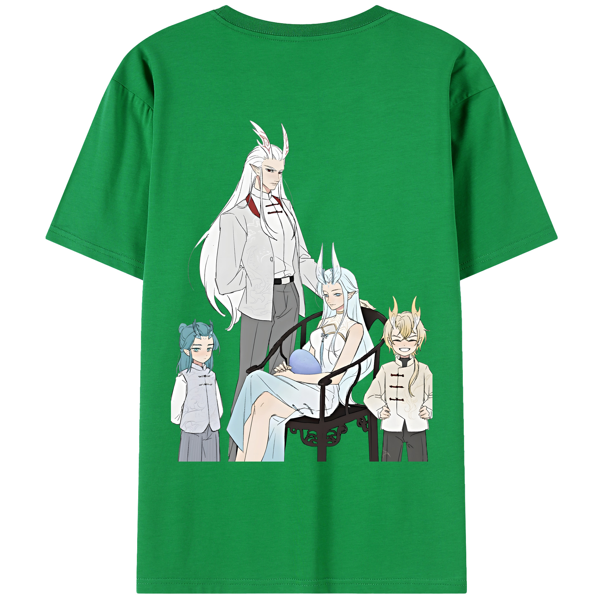 （画像用） Ne Zha 2 ナタ 魔童の大暴れ 綿100％ メンズ半袖Tシャツ（バックプリント） 通気性