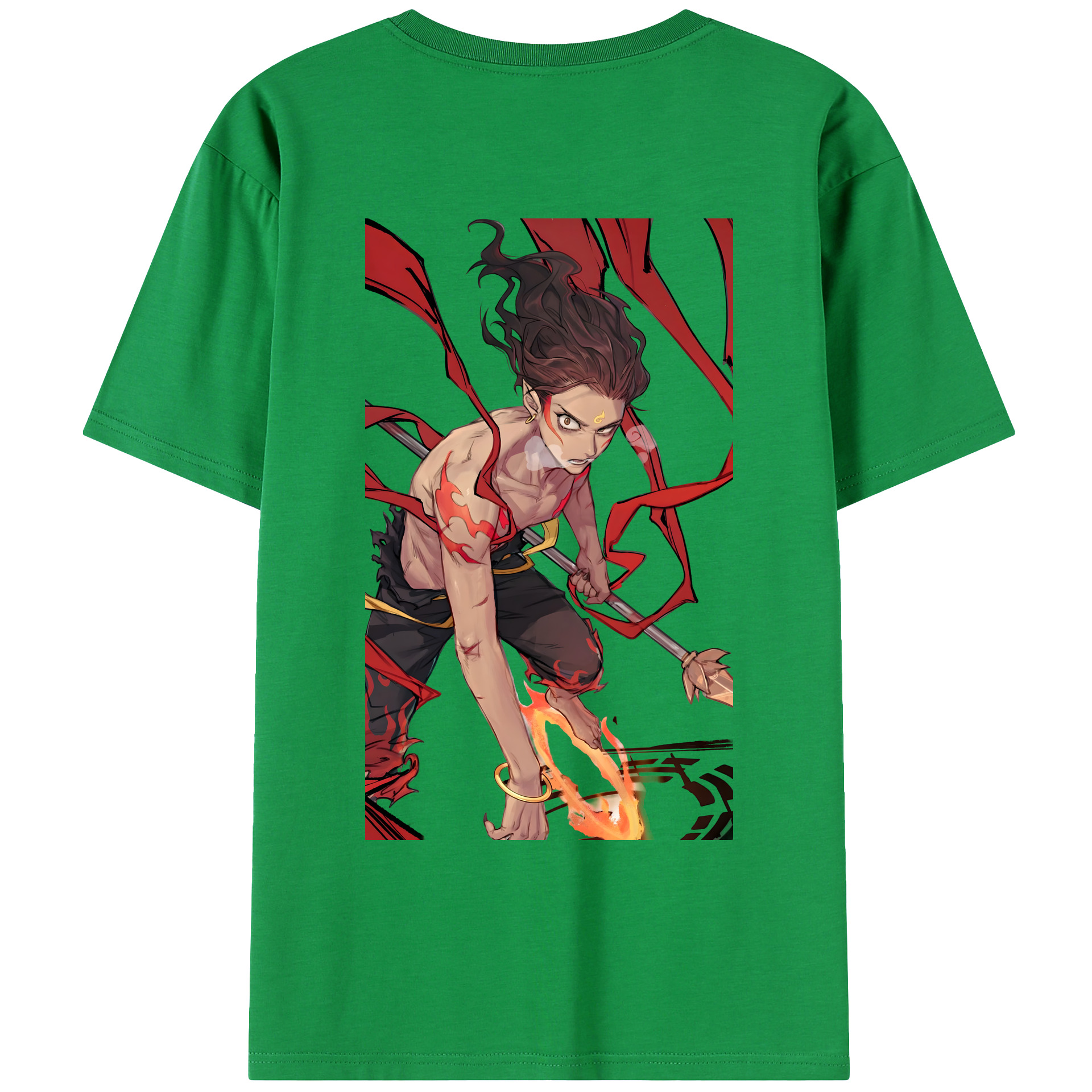 （画像用） Ne Zha 2 ナタ 魔童の大暴れ 綿100％ メンズ半袖Tシャツ（バックプリント） 通気性
