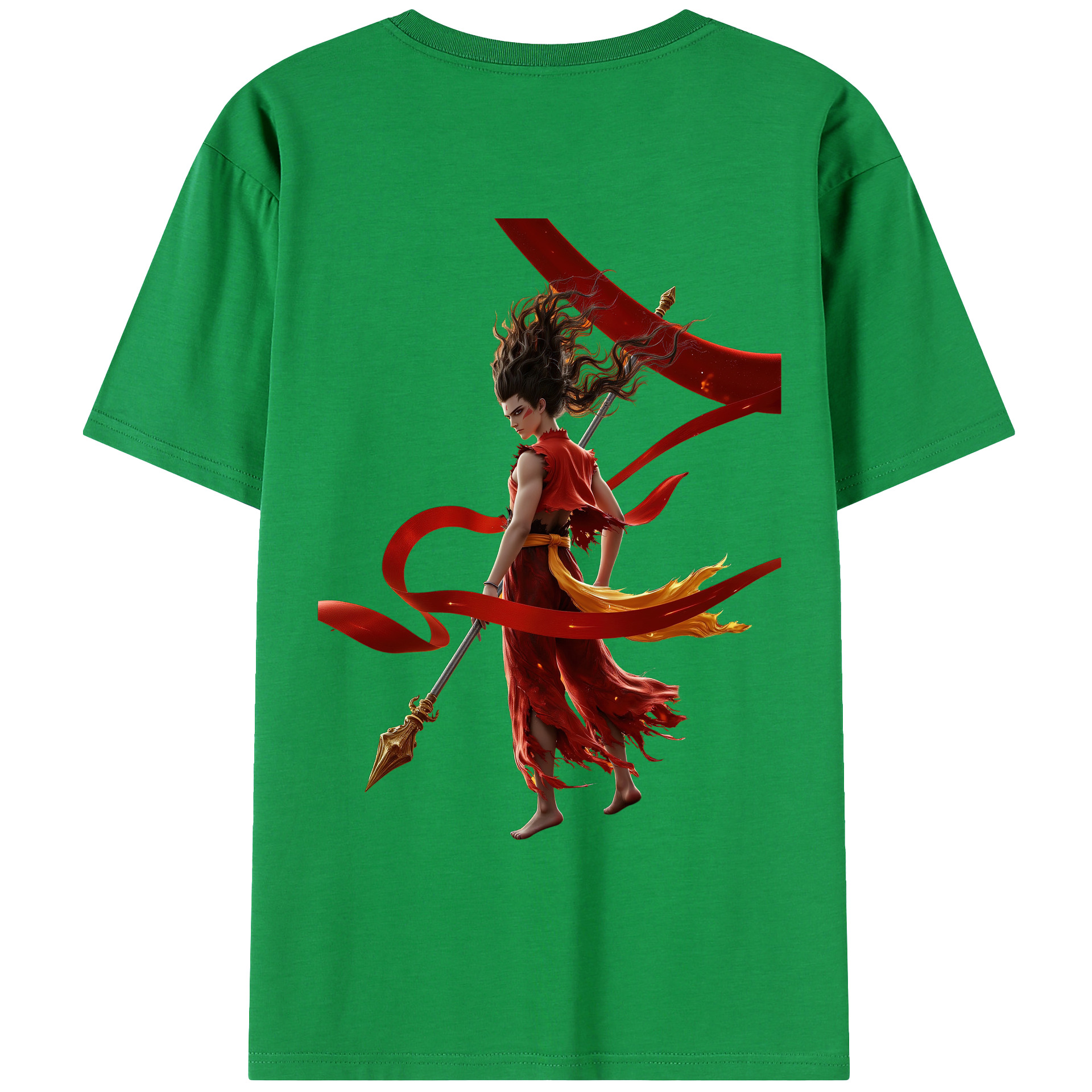（画像用） Ne Zha 2 ナタ 魔童の大暴れ 綿100％ メンズ半袖Tシャツ（バックプリント） 通気性