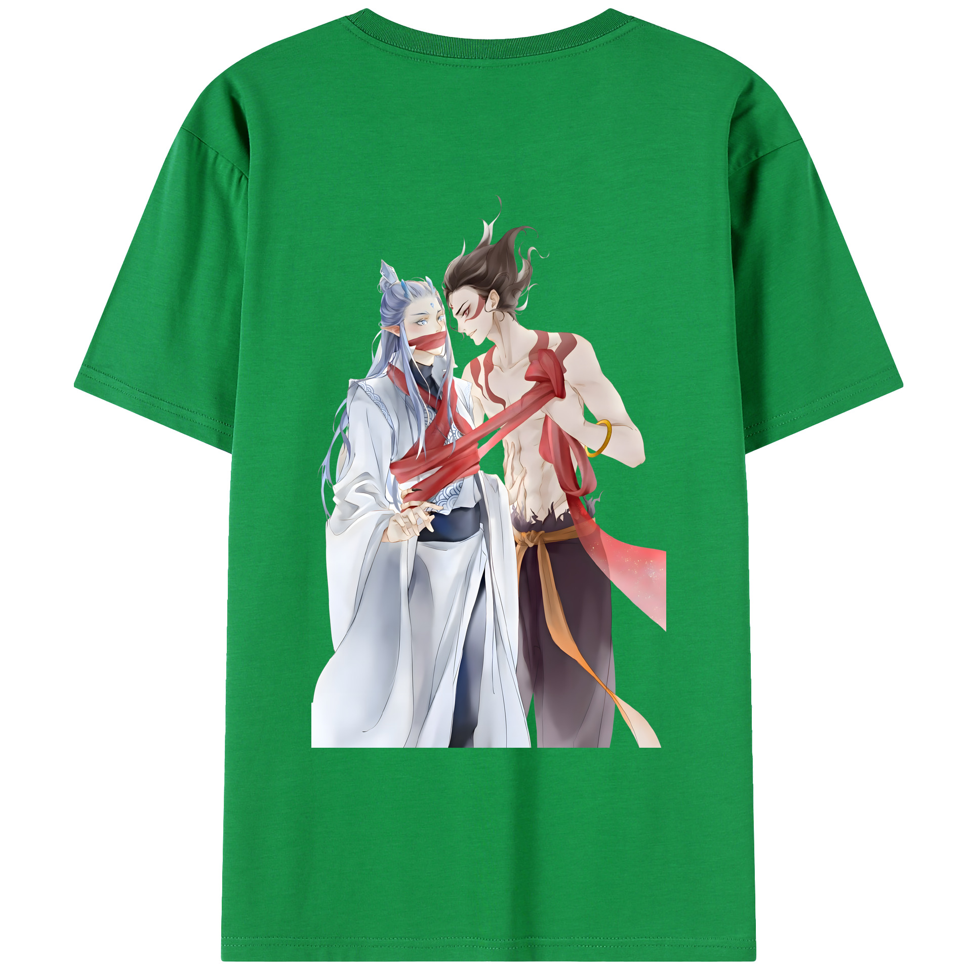 （画像用） Ne Zha 2 ナタ 魔童の大暴れ 綿100％ メンズ半袖Tシャツ（バックプリント） 通気性