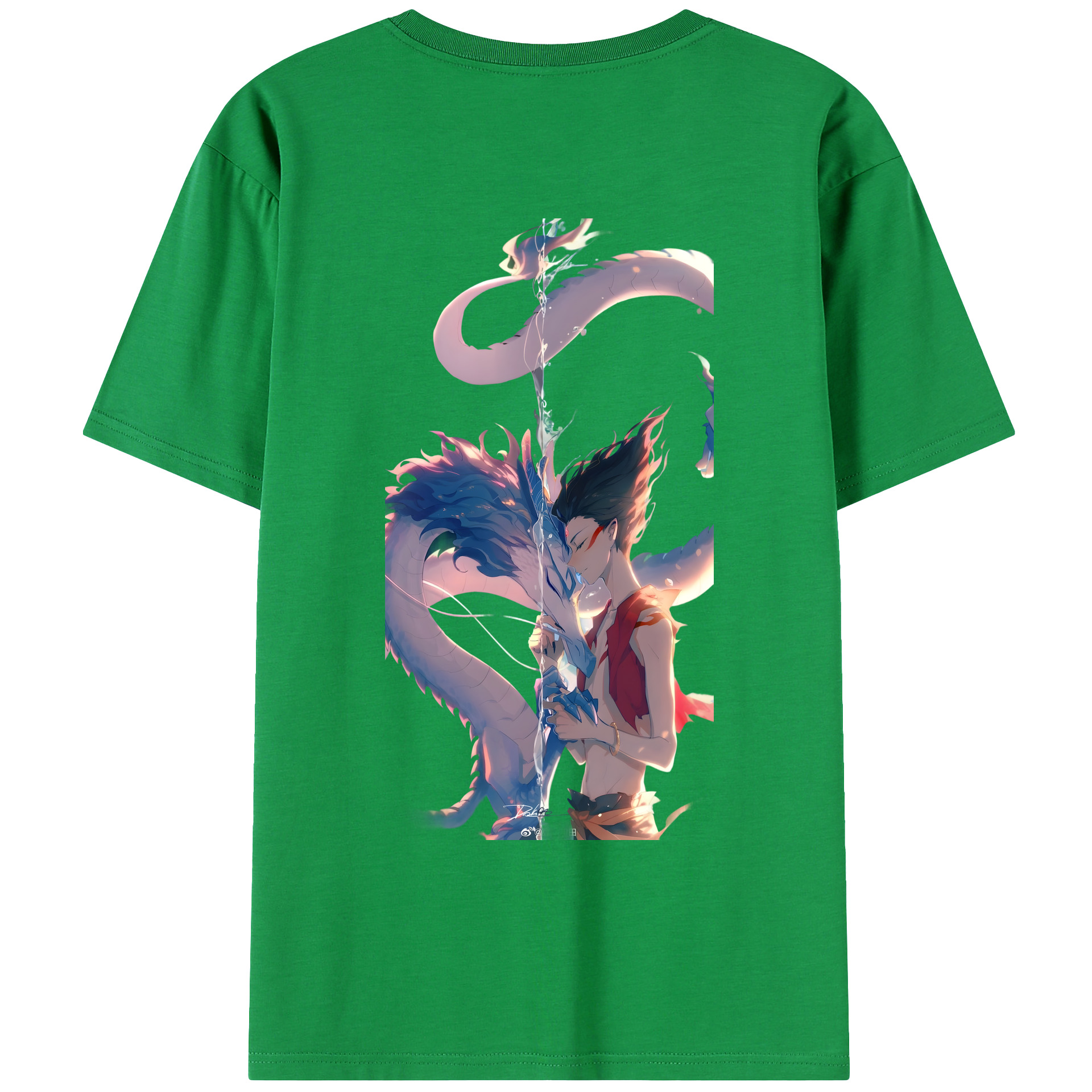（画像用） Ne Zha 2 ナタ 魔童の大暴れ 綿100％ メンズ半袖Tシャツ（バックプリント） 通気性