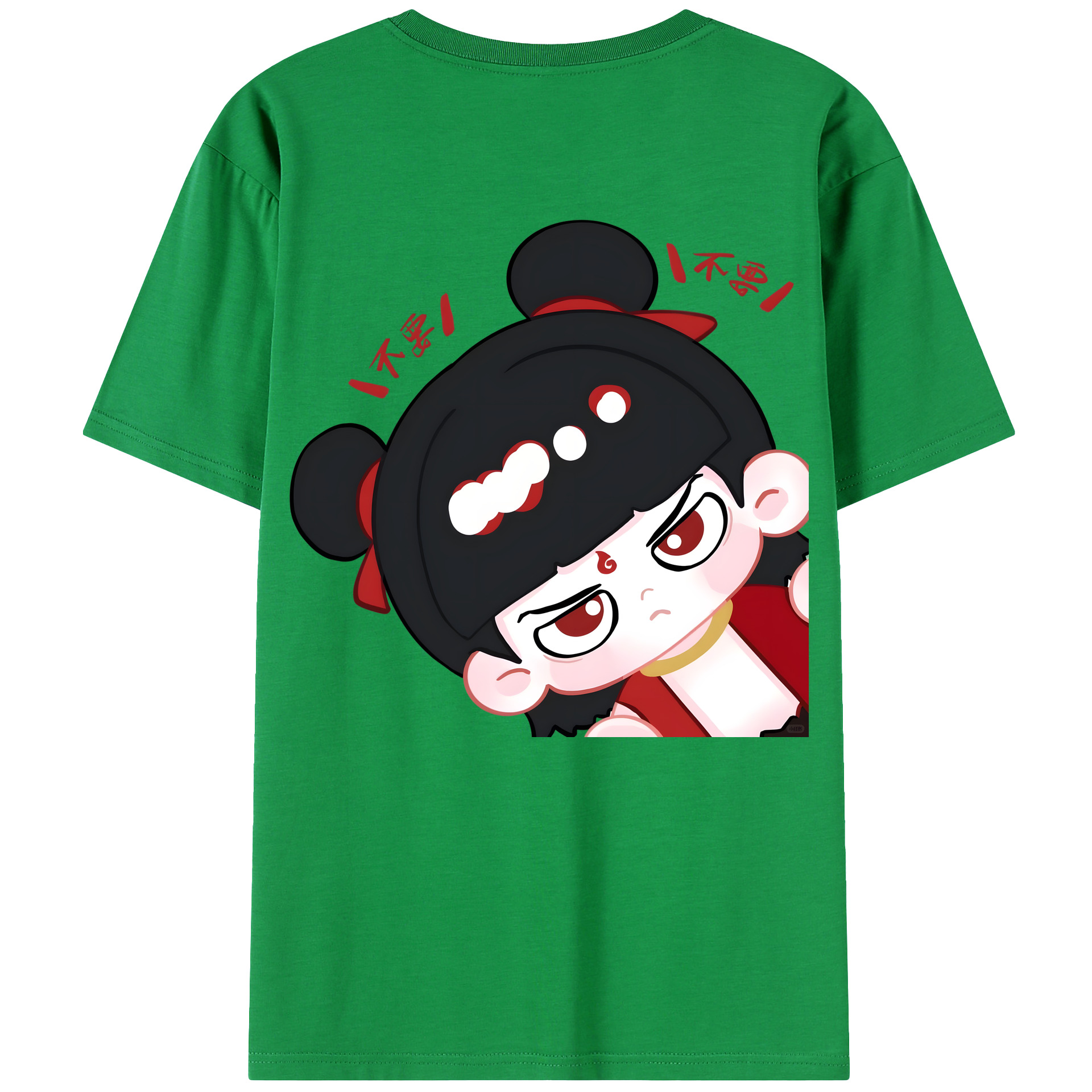 （画像用） Ne Zha 2 ナタ 魔童の大暴れ 綿100％ メンズ半袖Tシャツ（バックプリント） 通気性