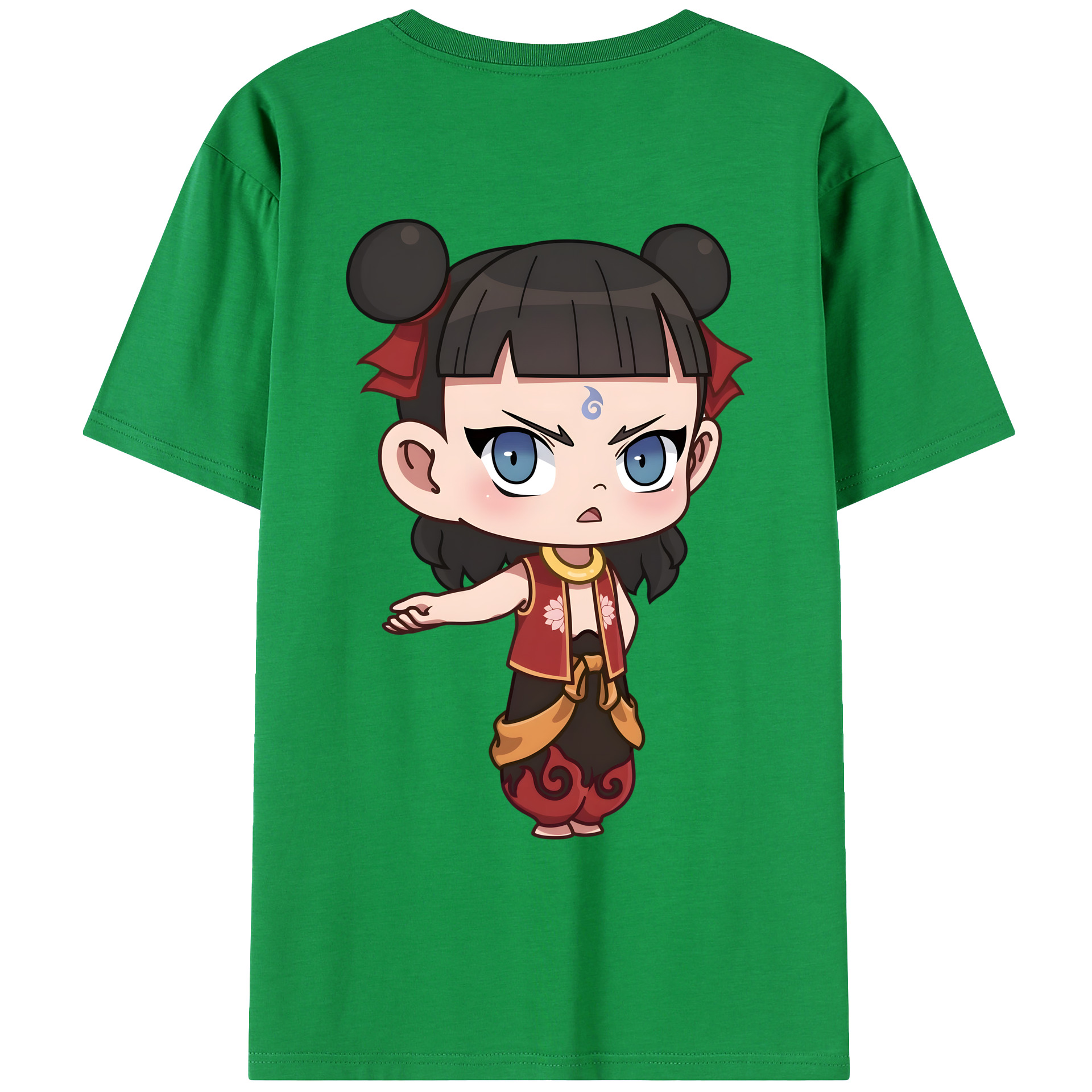 （画像用） Ne Zha 2 ナタ 魔童の大暴れ 綿100％ メンズ半袖Tシャツ（バックプリント） 通気性