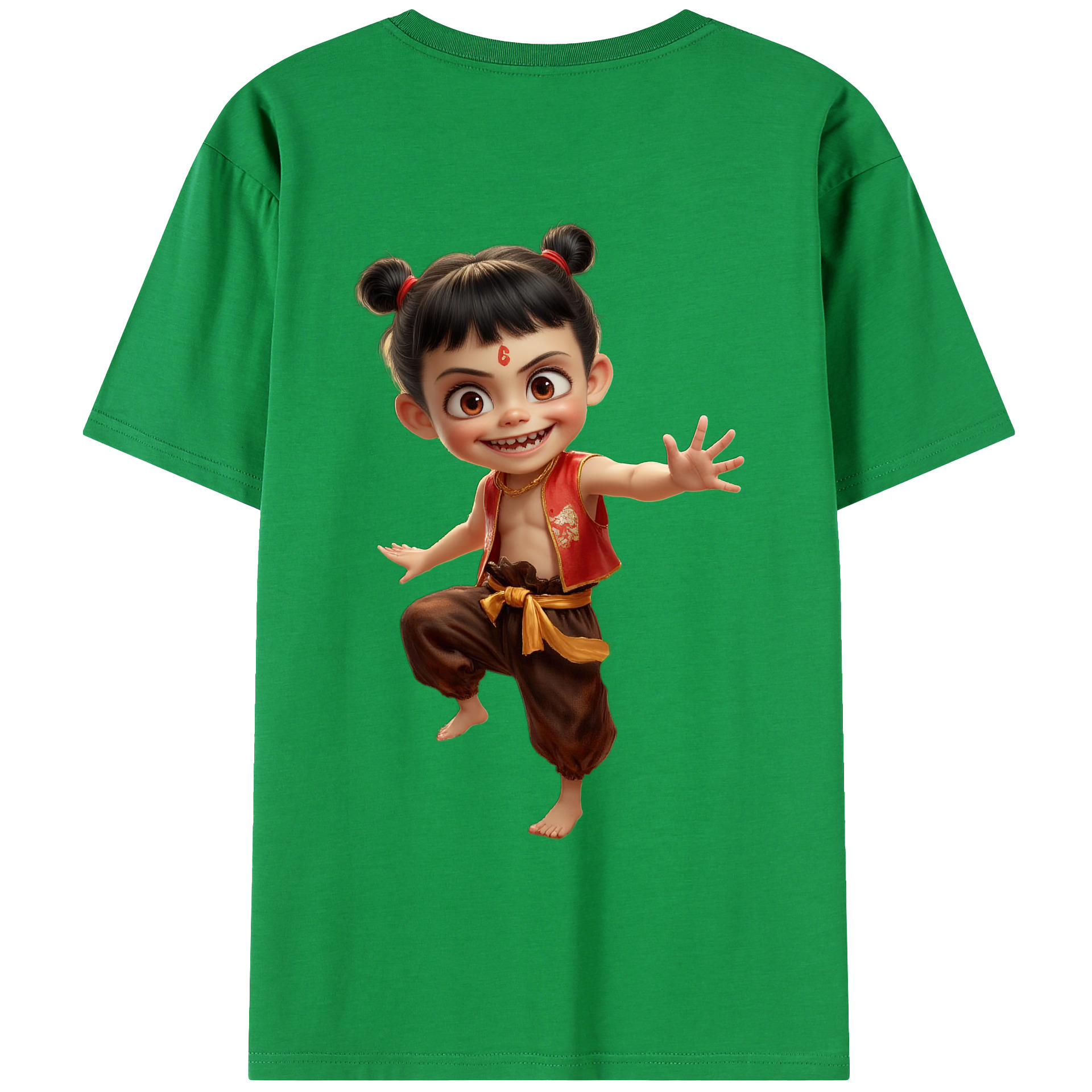 （画像用） Ne Zha 2 ナタ 魔童の大暴れ 綿100％ メンズ半袖Tシャツ（バックプリント） 通気性