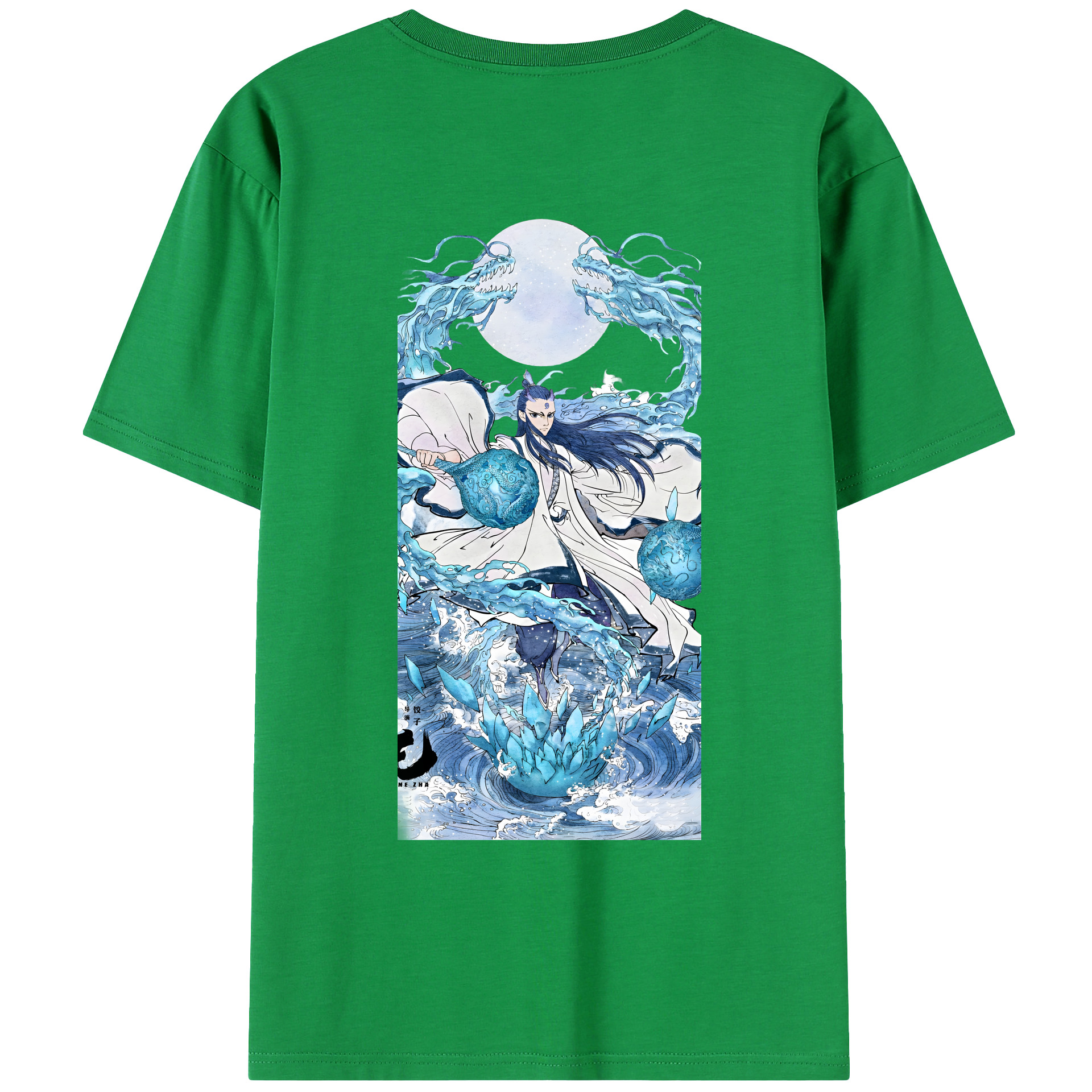 （画像用） Ne Zha 2 ナタ 魔童の大暴れ 綿100％ メンズ半袖Tシャツ（バックプリント） 通気性