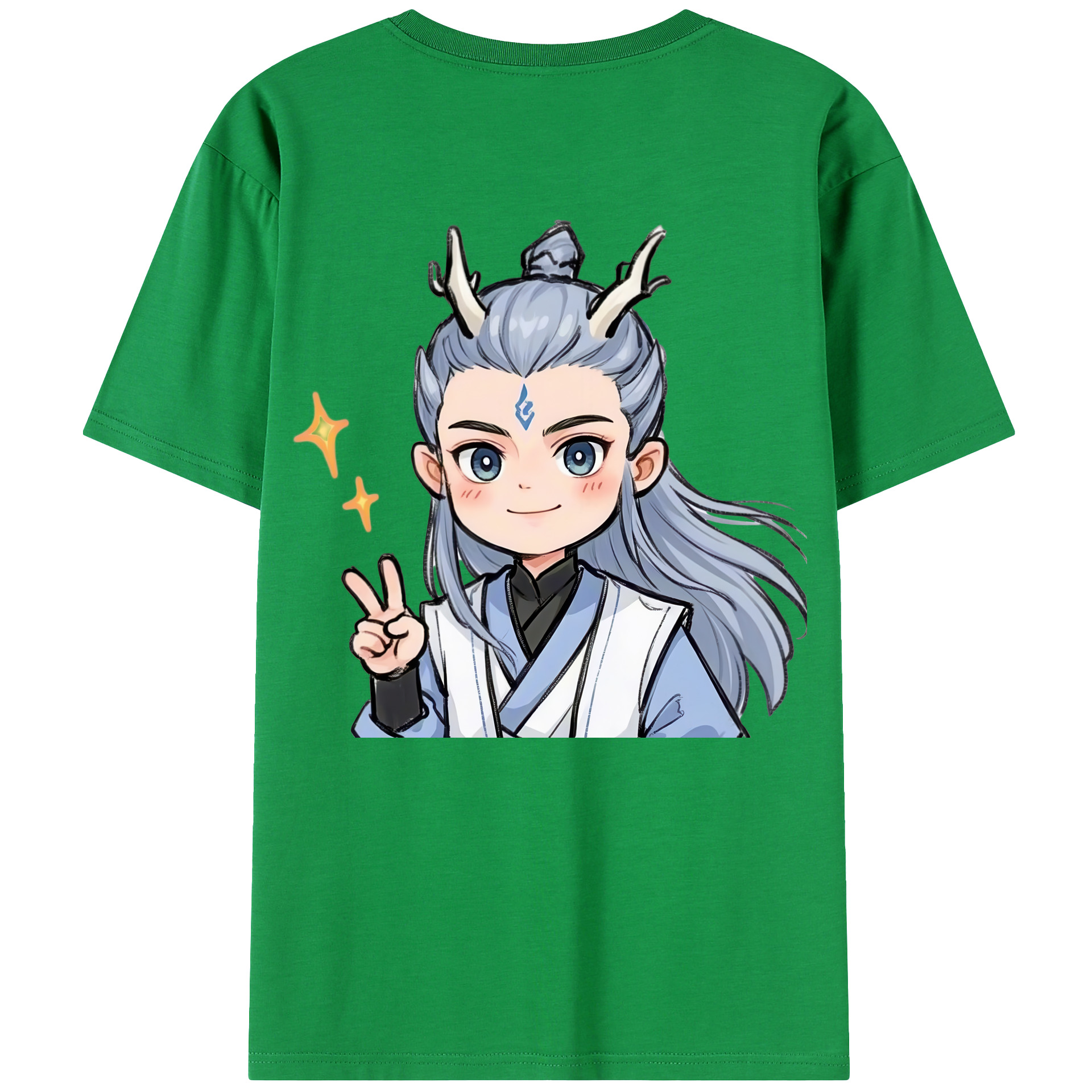（画像用） Ne Zha 2 ナタ 魔童の大暴れ 綿100％ メンズ半袖Tシャツ（バックプリント） 通気性