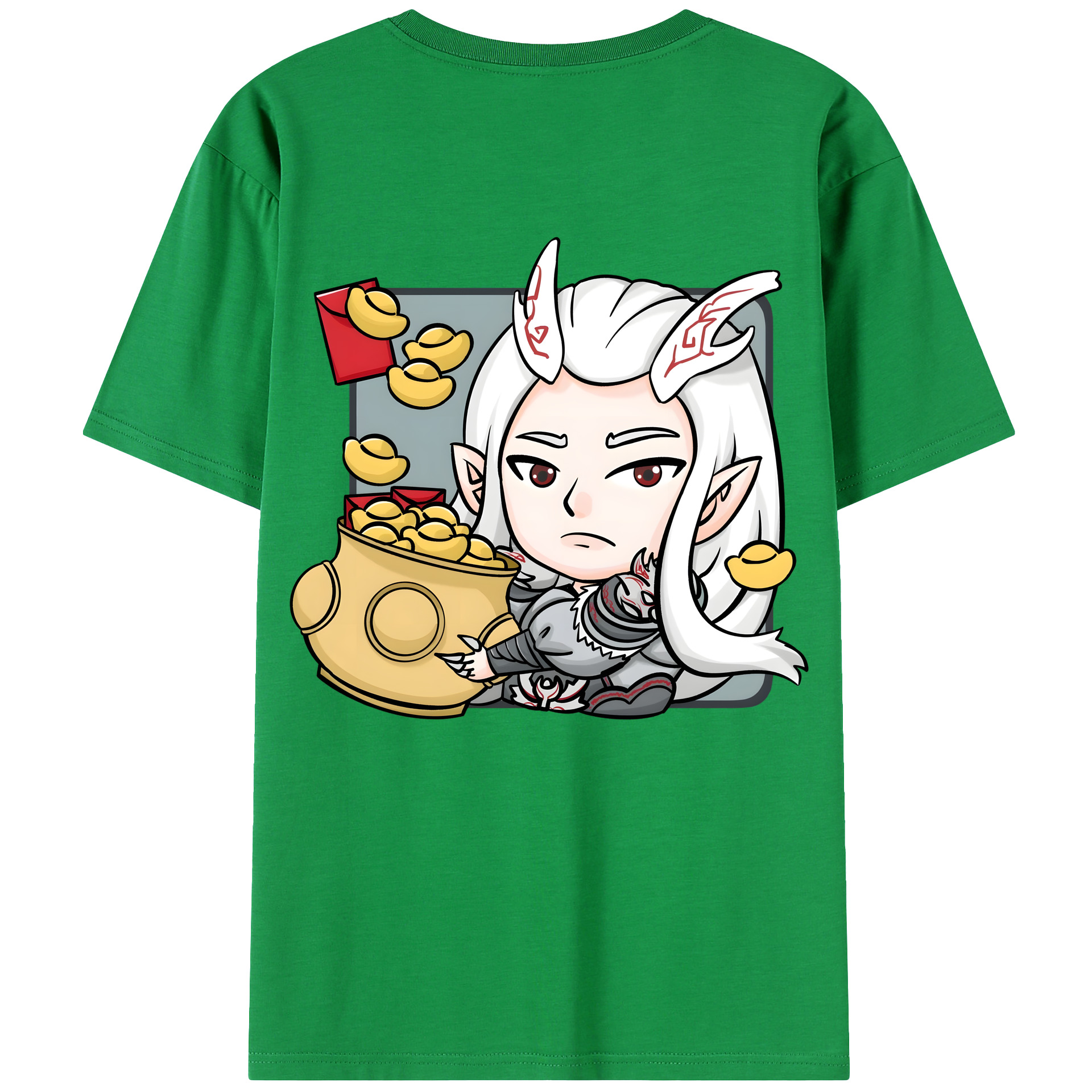 （画像用） Ne Zha 2 ナタ 魔童の大暴れ 綿100％ メンズ半袖Tシャツ（バックプリント） 通気性
