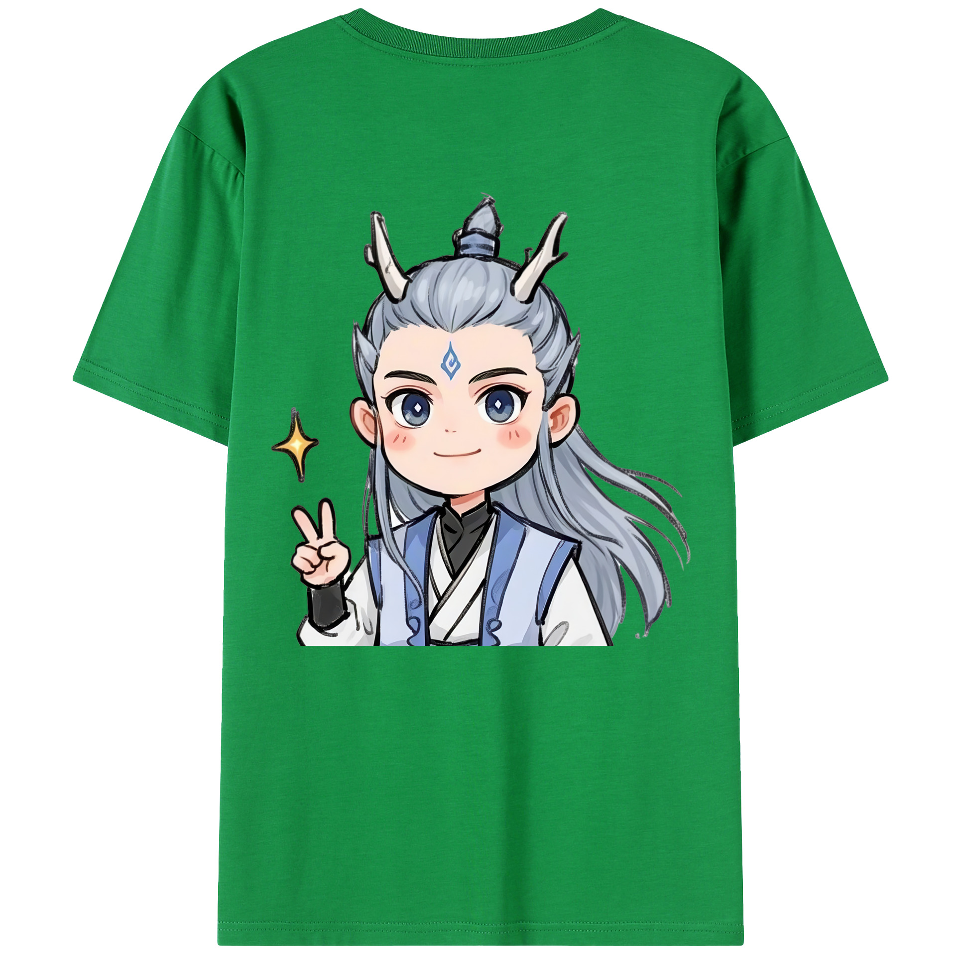 （画像用） Ne Zha 2 ナタ 魔童の大暴れ 綿100％ メンズ半袖Tシャツ（バックプリント） 通気性