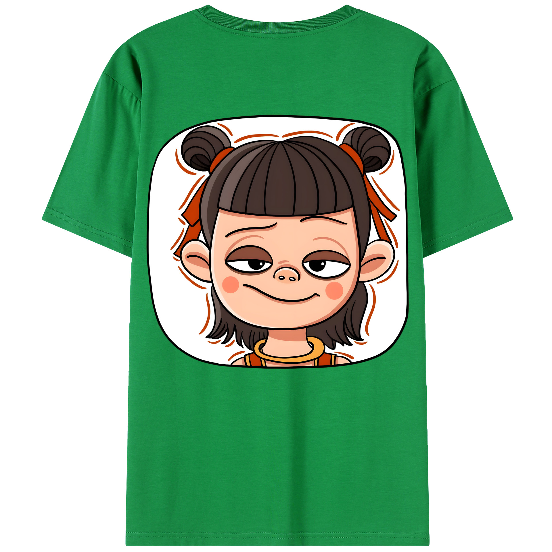 （画像用） Ne Zha 2 ナタ 魔童の大暴れ 綿100％ メンズ半袖Tシャツ（バックプリント） 通気性
