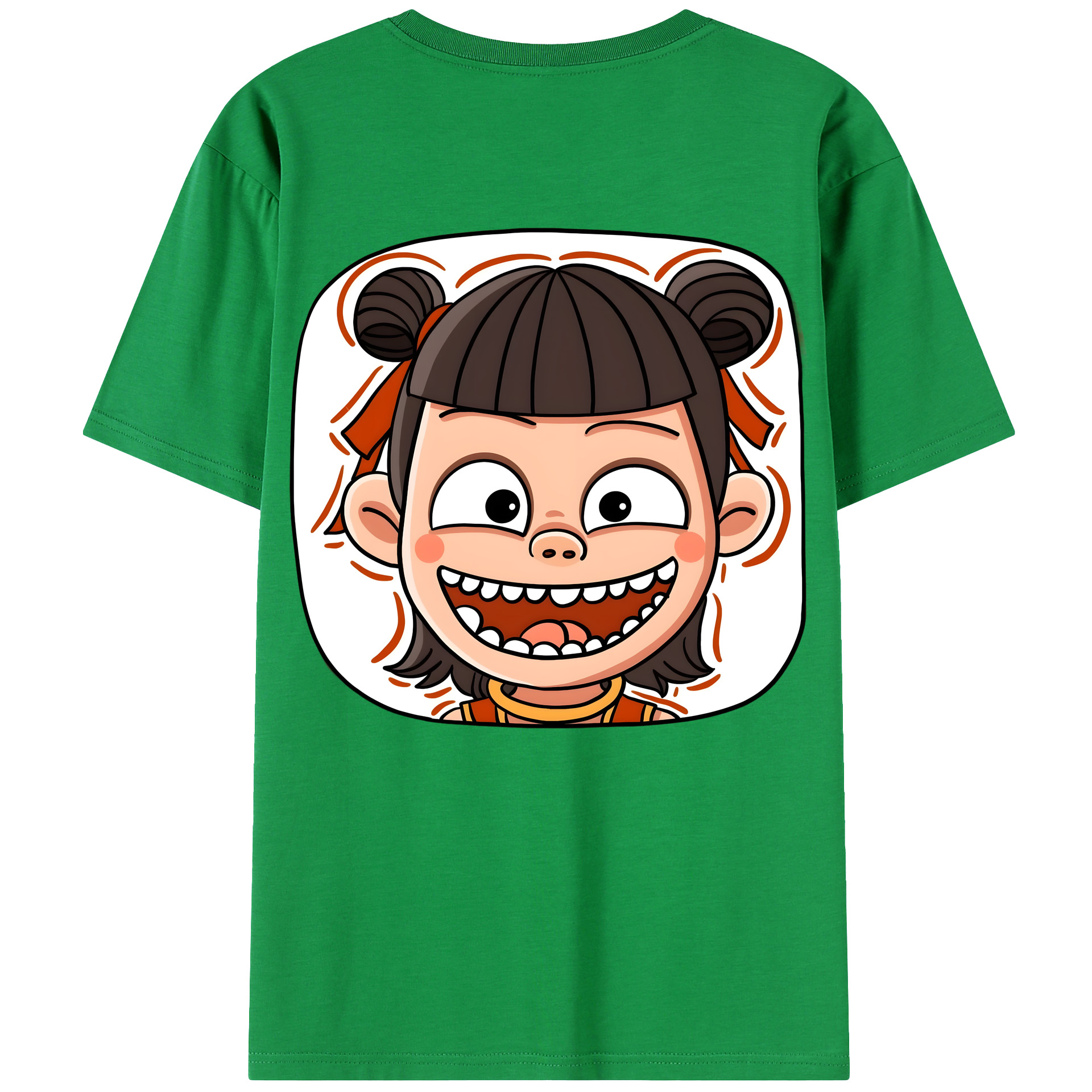 （画像用） Ne Zha 2 ナタ 魔童の大暴れ 綿100％ メンズ半袖Tシャツ（バックプリント） 通気性