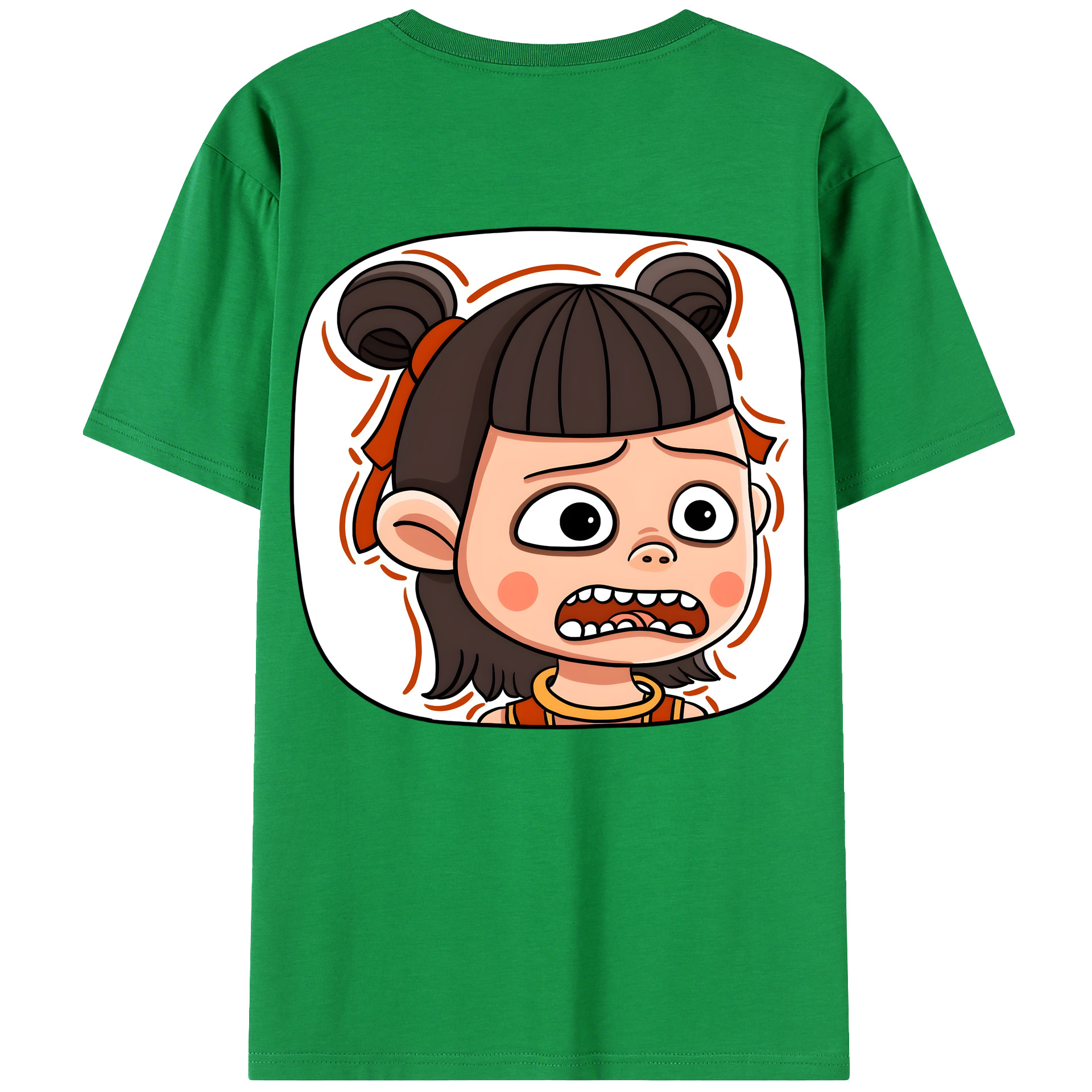 （画像用） Ne Zha 2 ナタ 魔童の大暴れ 綿100％ メンズ半袖Tシャツ（バックプリント） 通気性