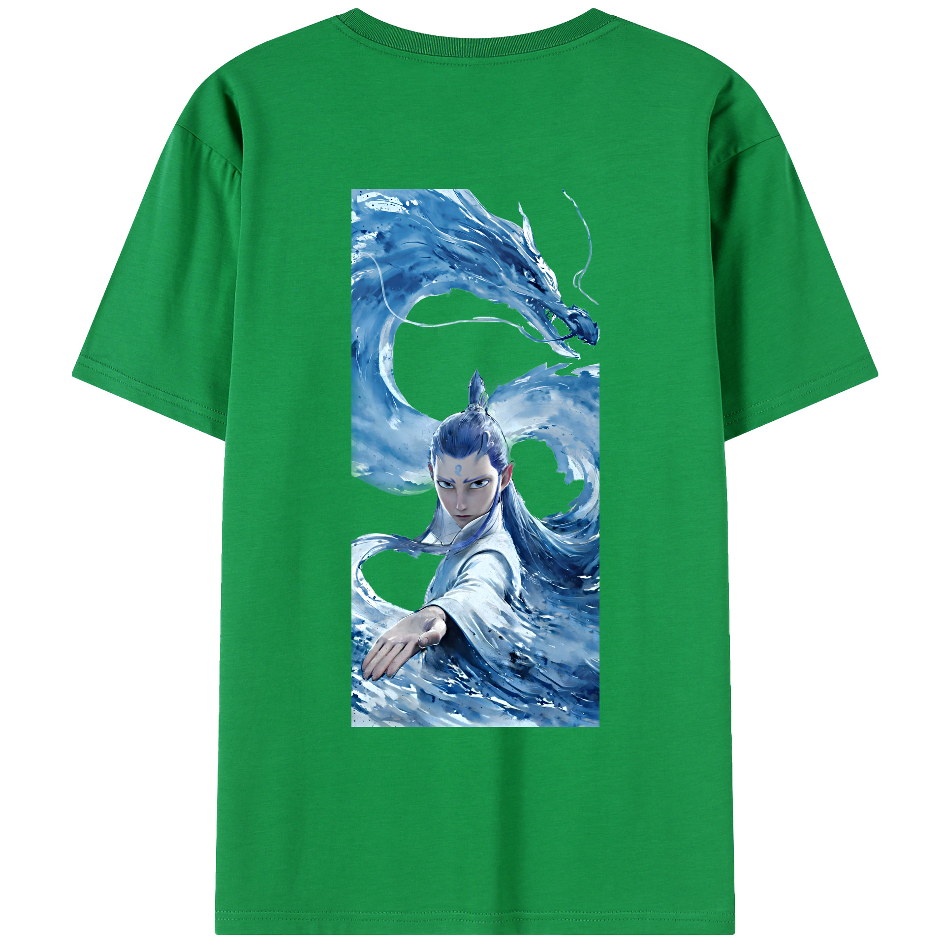 （画像用） Ne Zha 2 ナタ 魔童の大暴れ 綿100％ メンズ半袖Tシャツ（バックプリント） 通気性