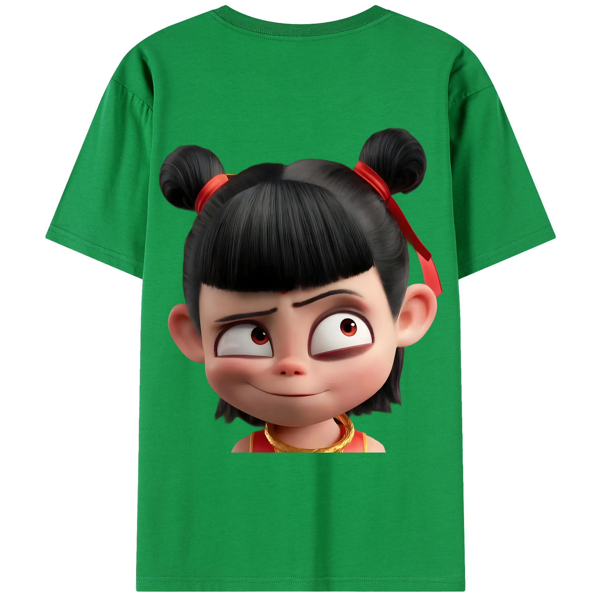 （画像用） Ne Zha 2 ナタ 魔童の大暴れ 綿100％ メンズ半袖Tシャツ（バックプリント） 通気性