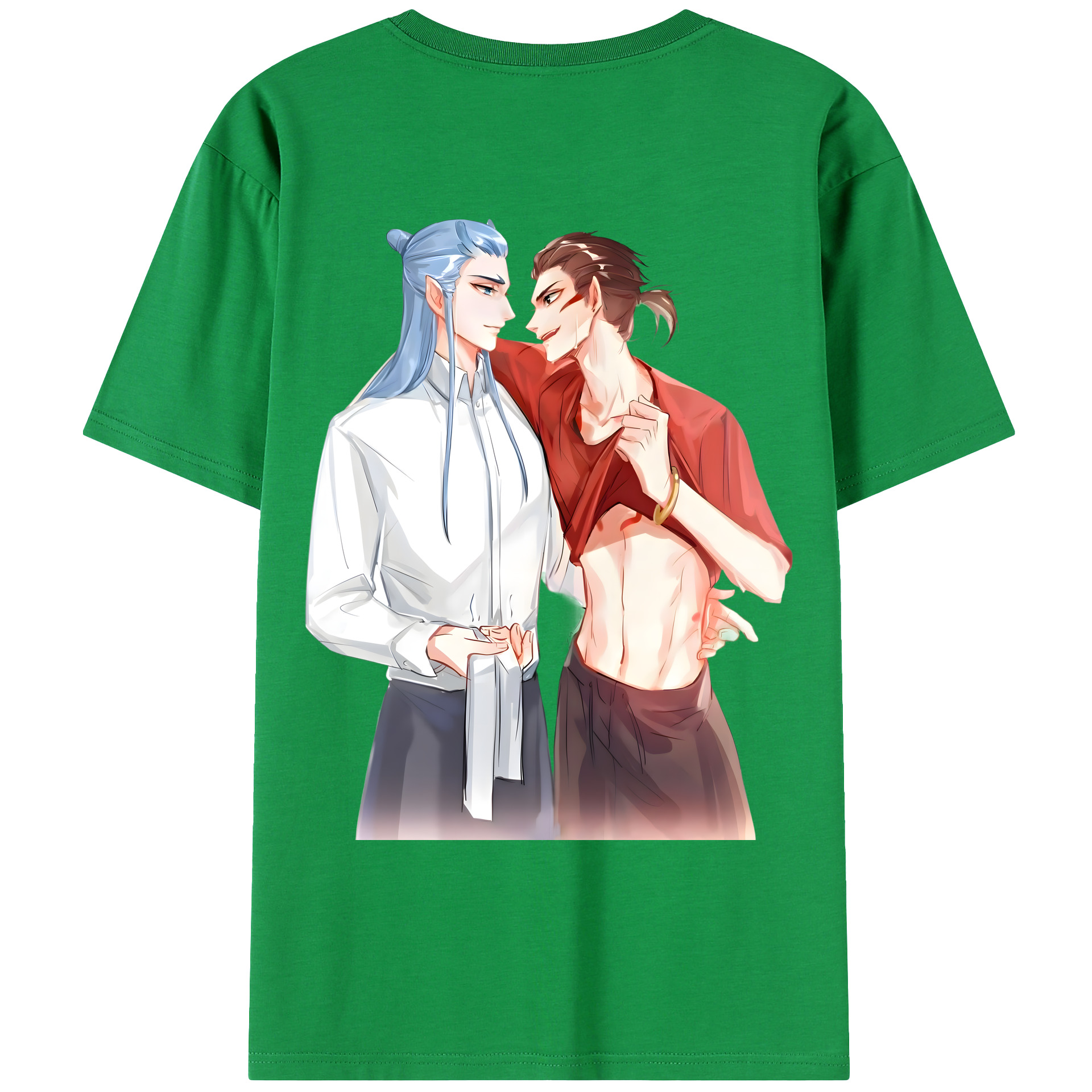 （画像用） Ne Zha 2 ナタ 魔童の大暴れ 綿100％ メンズ半袖Tシャツ（バックプリント） 通気性