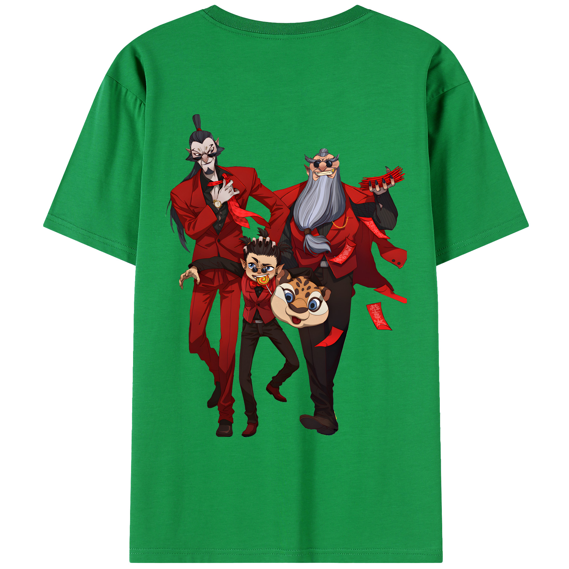 （画像用） Ne Zha 2 ナタ 魔童の大暴れ 綿100％ メンズ半袖Tシャツ（バックプリント） 通気性