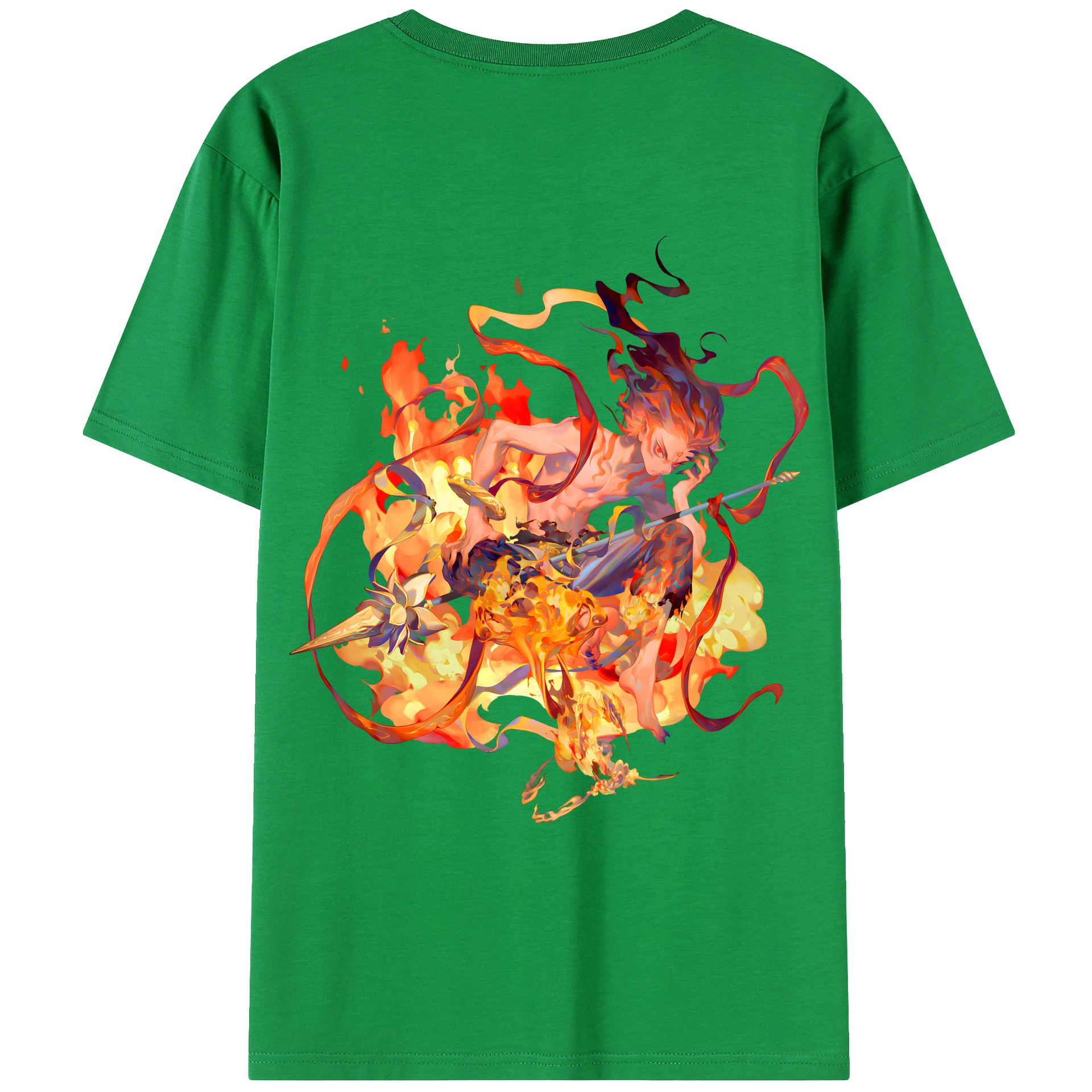 （画像用） Ne Zha 2 ナタ 魔童の大暴れ 綿100％ メンズ半袖Tシャツ（バックプリント） 通気性
