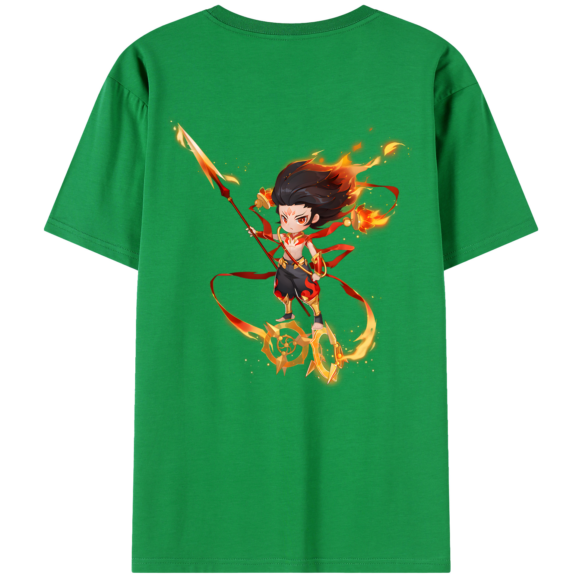 （画像用） Ne Zha 2 ナタ 魔童の大暴れ 綿100％ メンズ半袖Tシャツ（バックプリント） 通気性
