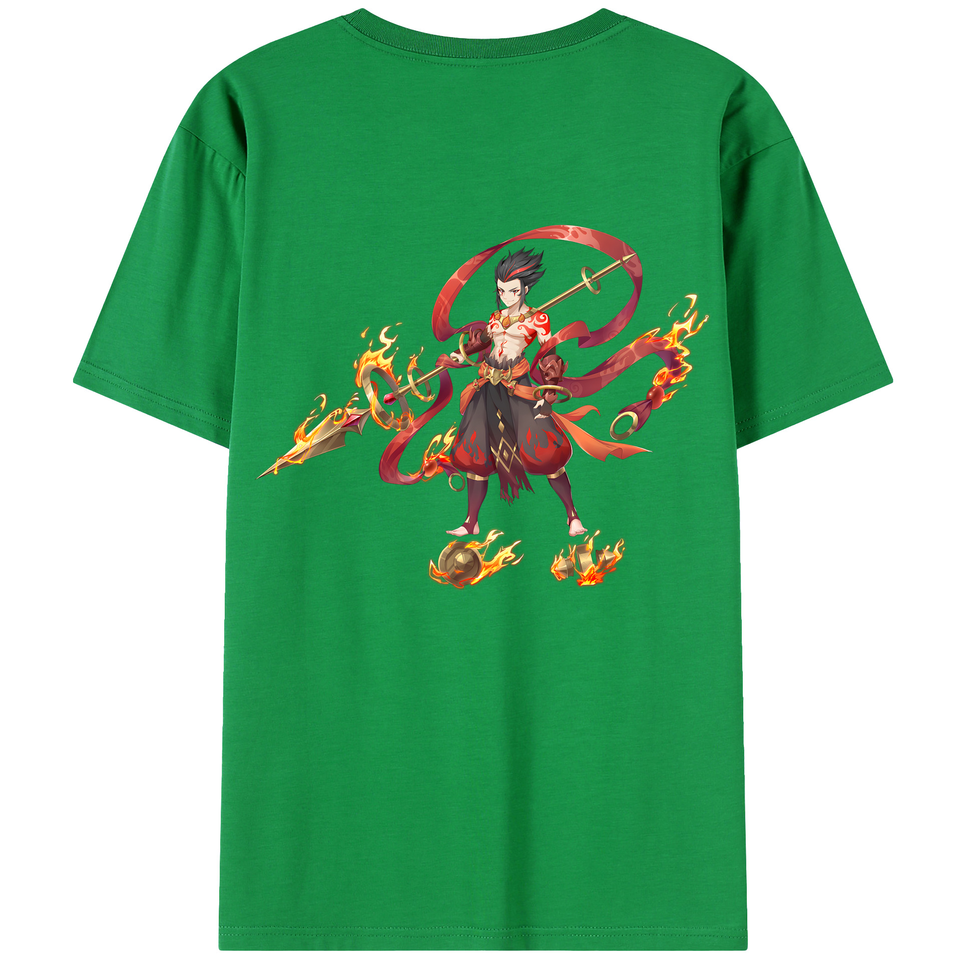 （画像用） Ne Zha 2 ナタ 魔童の大暴れ 綿100％ メンズ半袖Tシャツ（バックプリント） 通気性