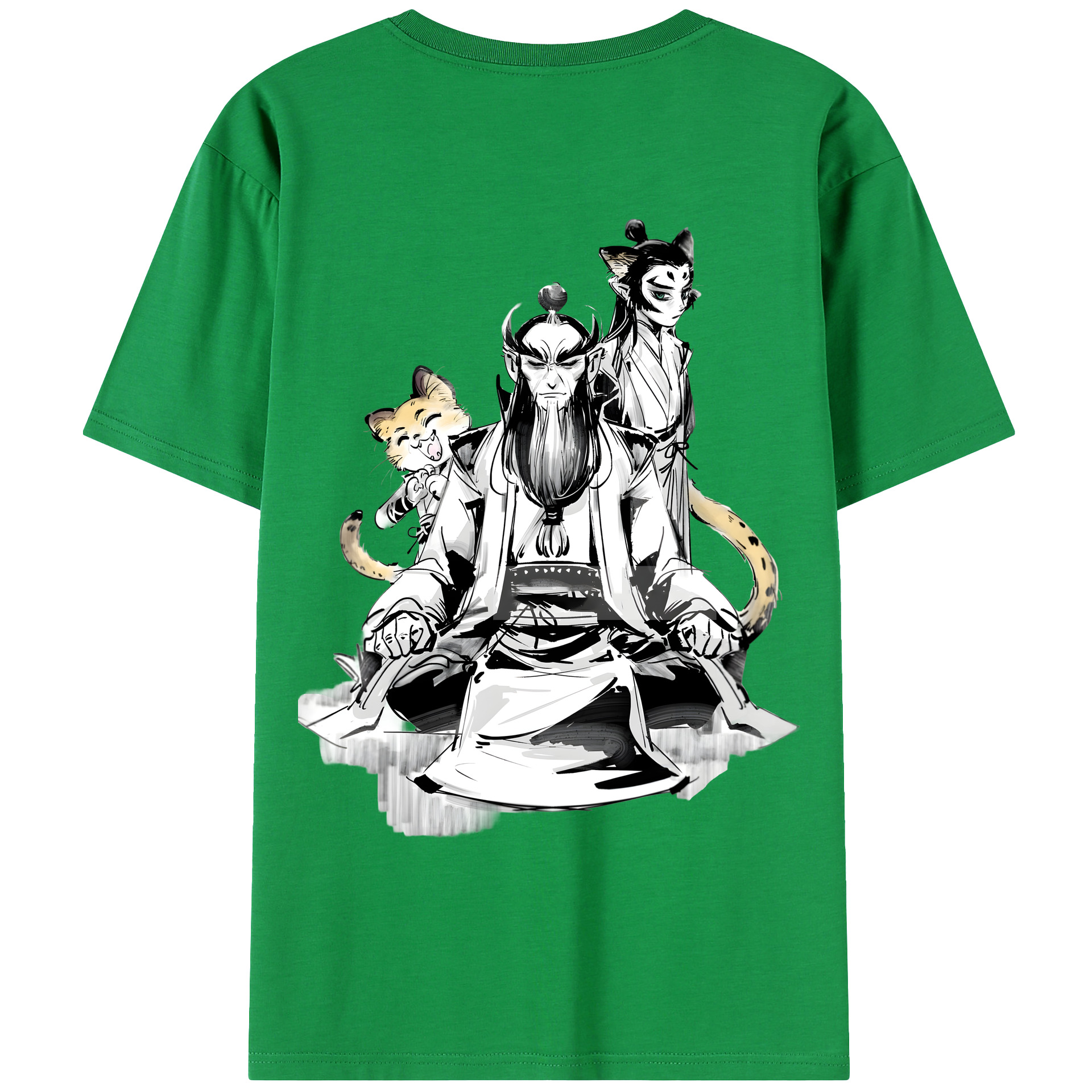 （画像用） Ne Zha 2 ナタ 魔童の大暴れ 綿100％ メンズ半袖Tシャツ（バックプリント） 通気性