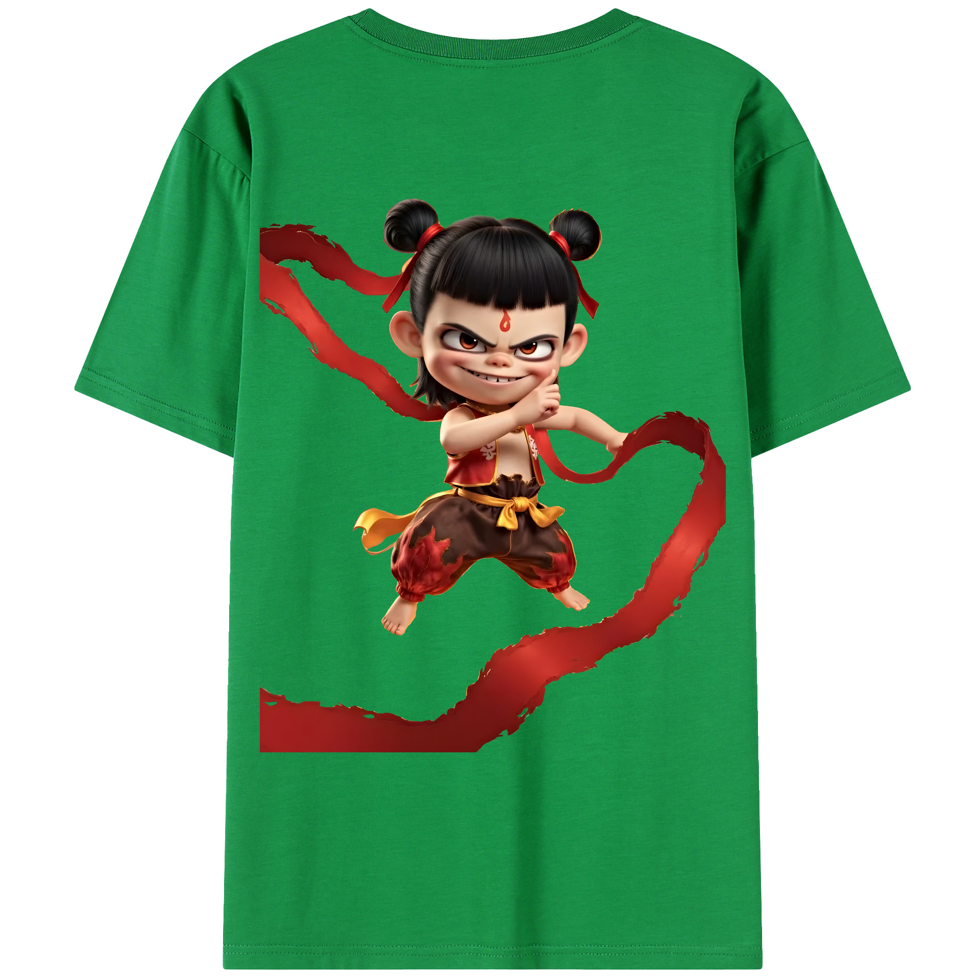（画像用） Ne Zha 2 ナタ 魔童の大暴れ 綿100％ メンズ半袖Tシャツ（バックプリント） 通気性