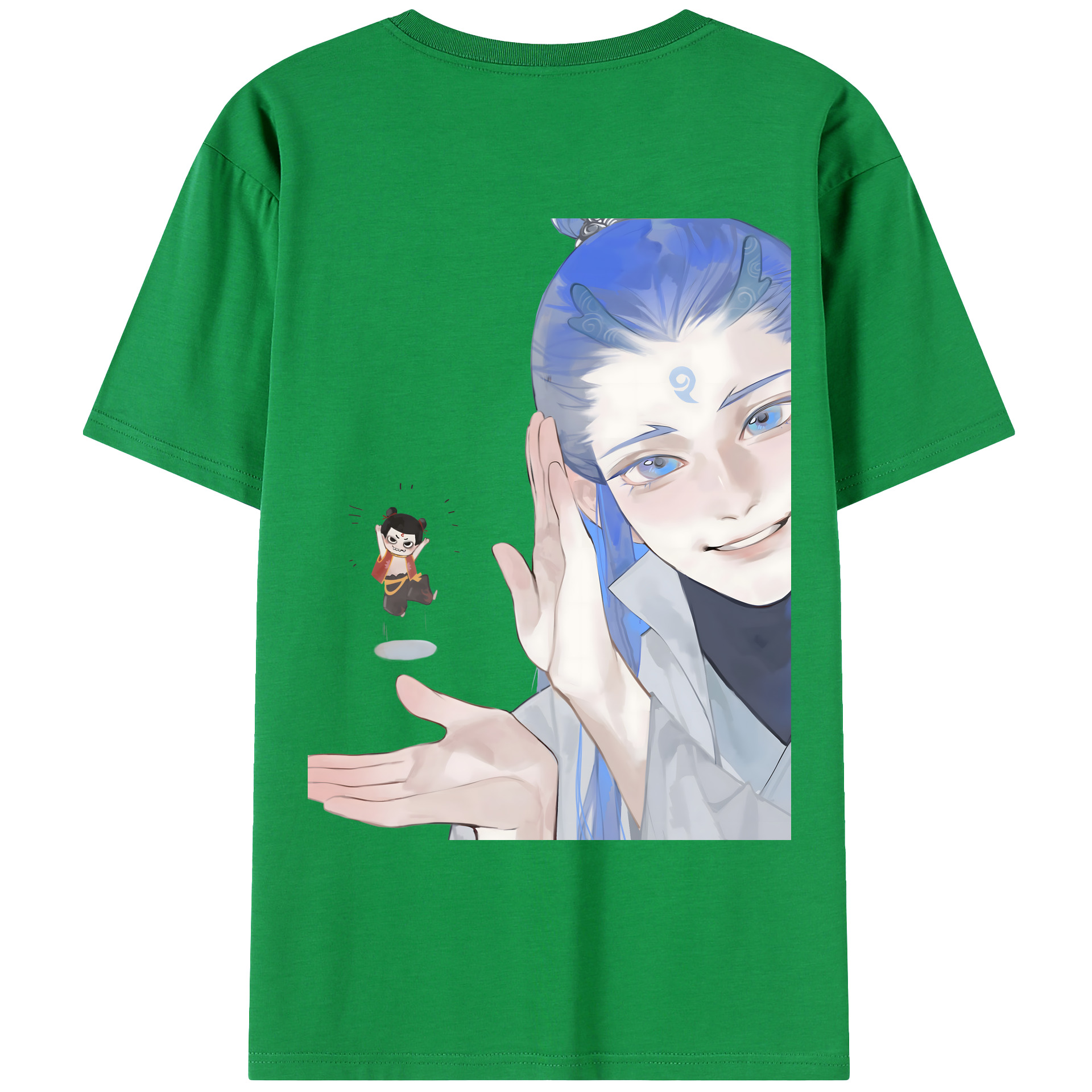 （画像用） Ne Zha 2 ナタ 魔童の大暴れ 綿100％ メンズ半袖Tシャツ（バックプリント） 通気性