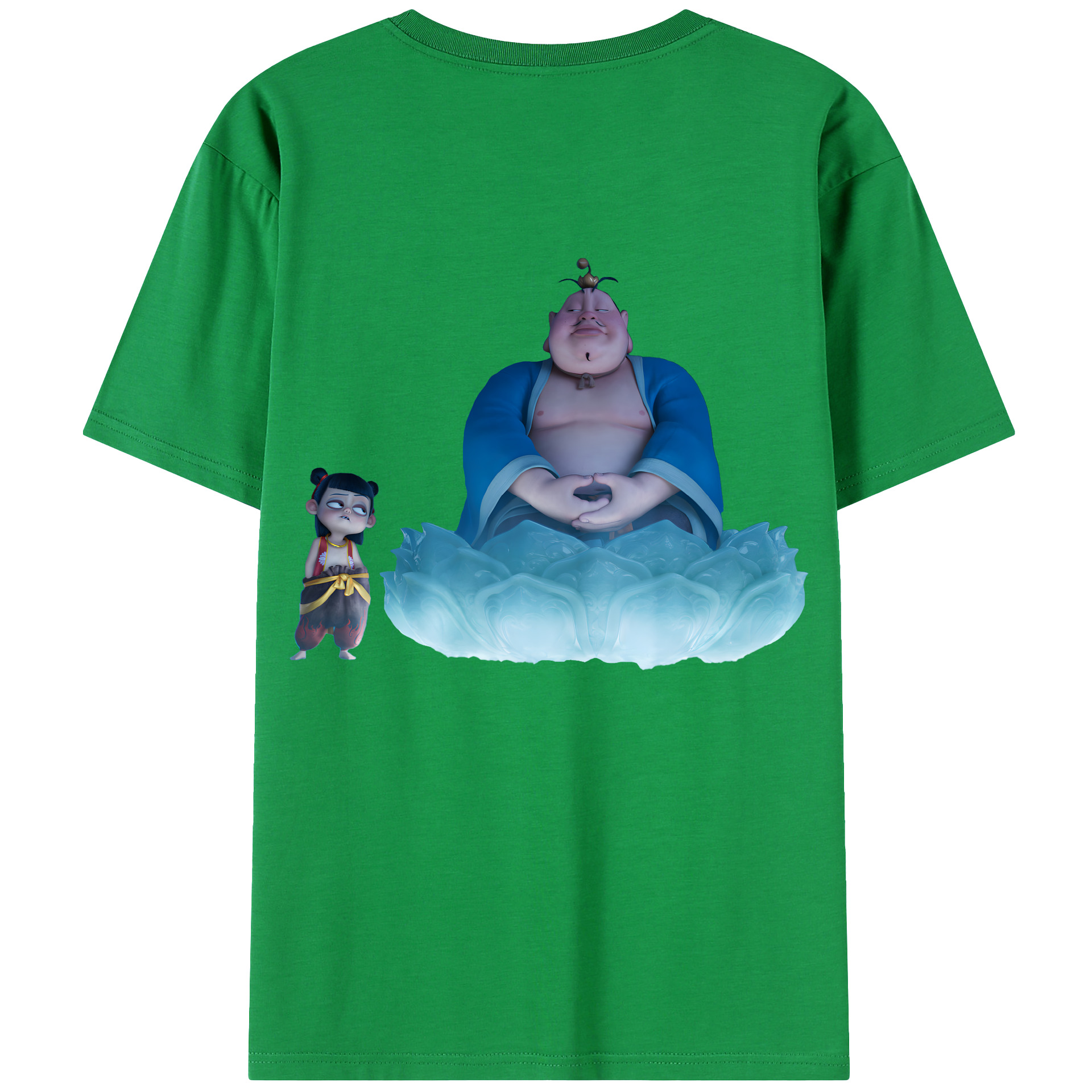 （画像用） Ne Zha 2 ナタ 魔童の大暴れ 綿100％ メンズ半袖Tシャツ（バックプリント） 通気性