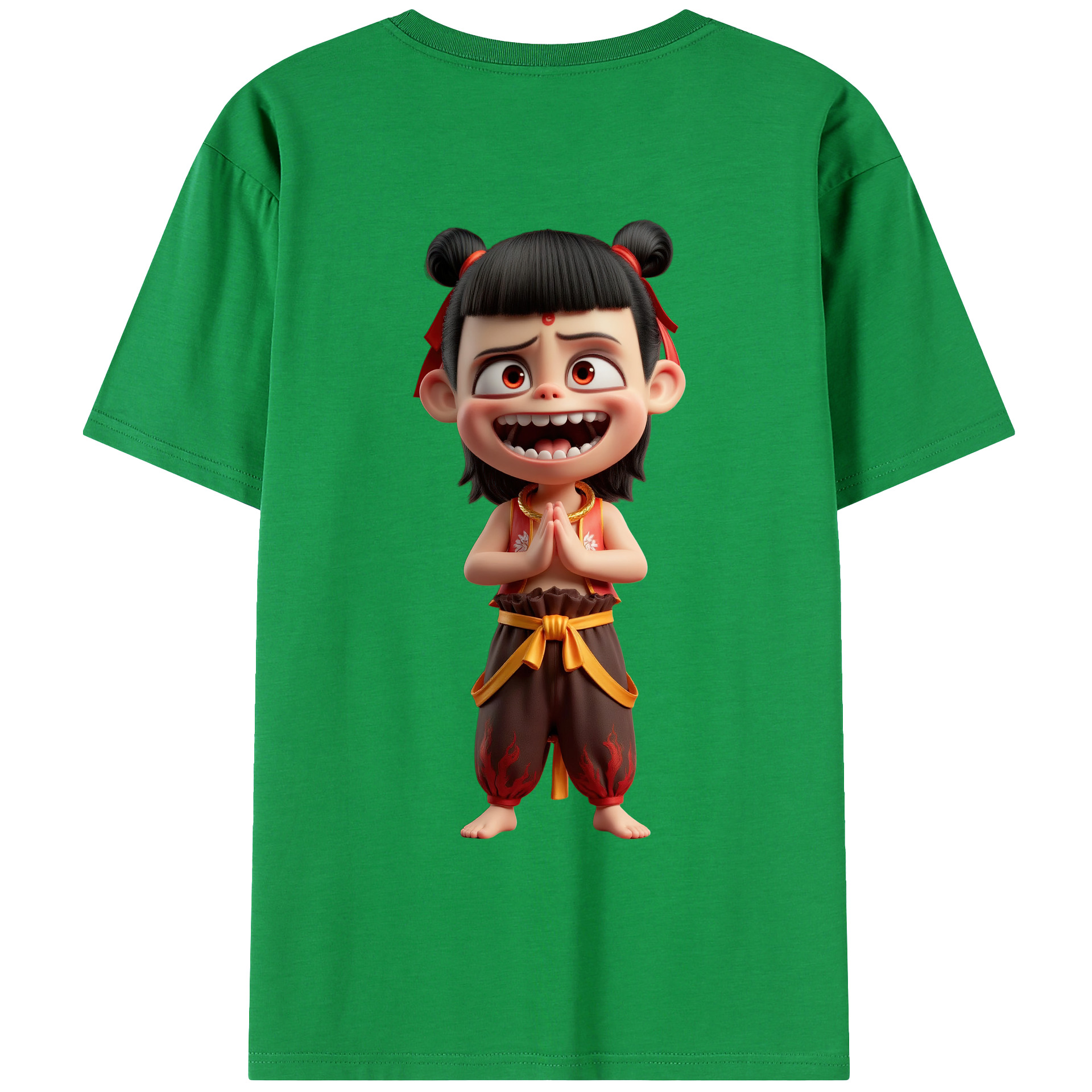 （画像用） Ne Zha 2 ナタ 魔童の大暴れ 綿100％ メンズ半袖Tシャツ（バックプリント） 通気性