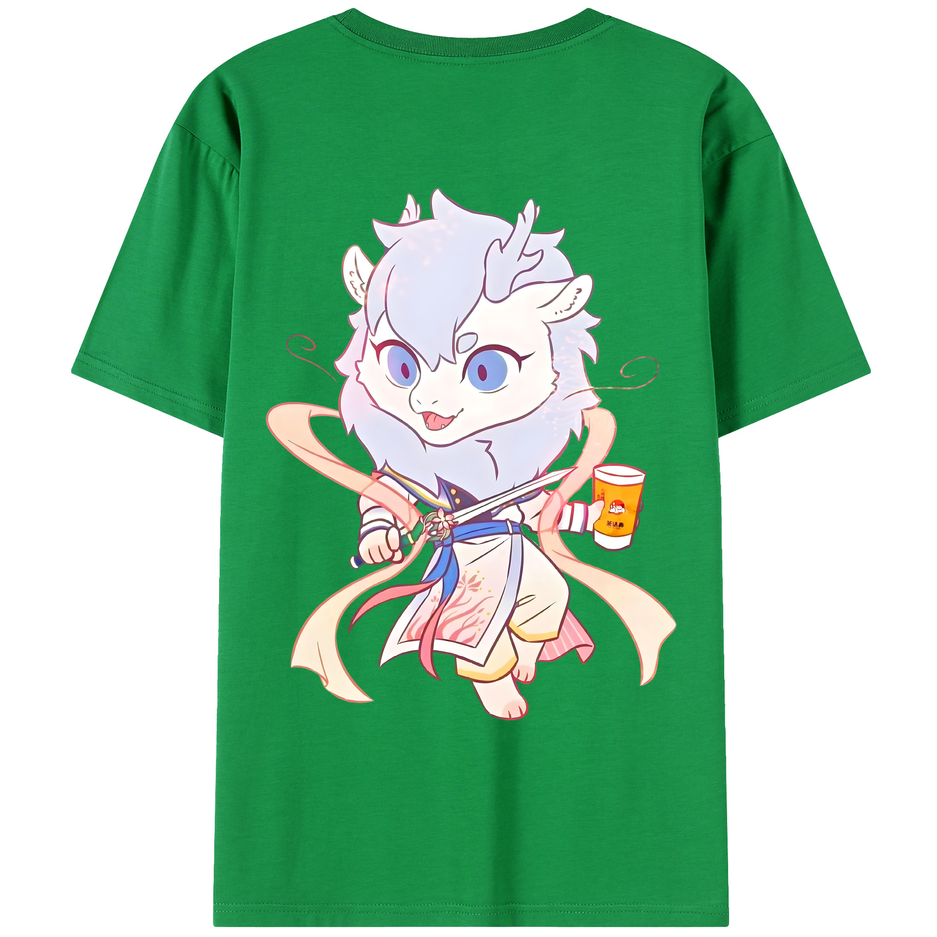 （画像用） Ne Zha 2 ナタ 魔童の大暴れ 綿100％ メンズ半袖Tシャツ（バックプリント） 通気性
