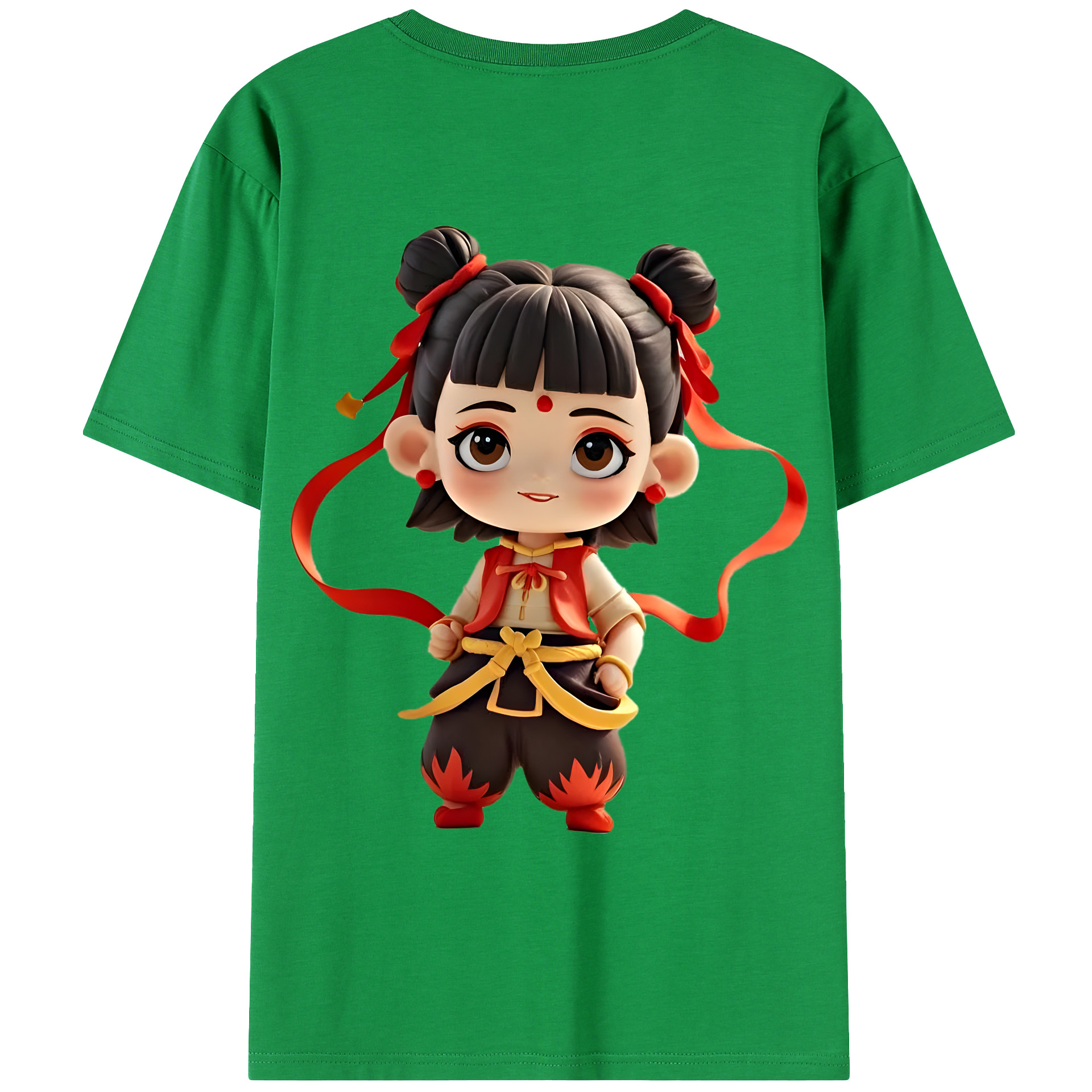 （画像用） Ne Zha 2 ナタ 魔童の大暴れ 綿100％ メンズ半袖Tシャツ（バックプリント） 通気性