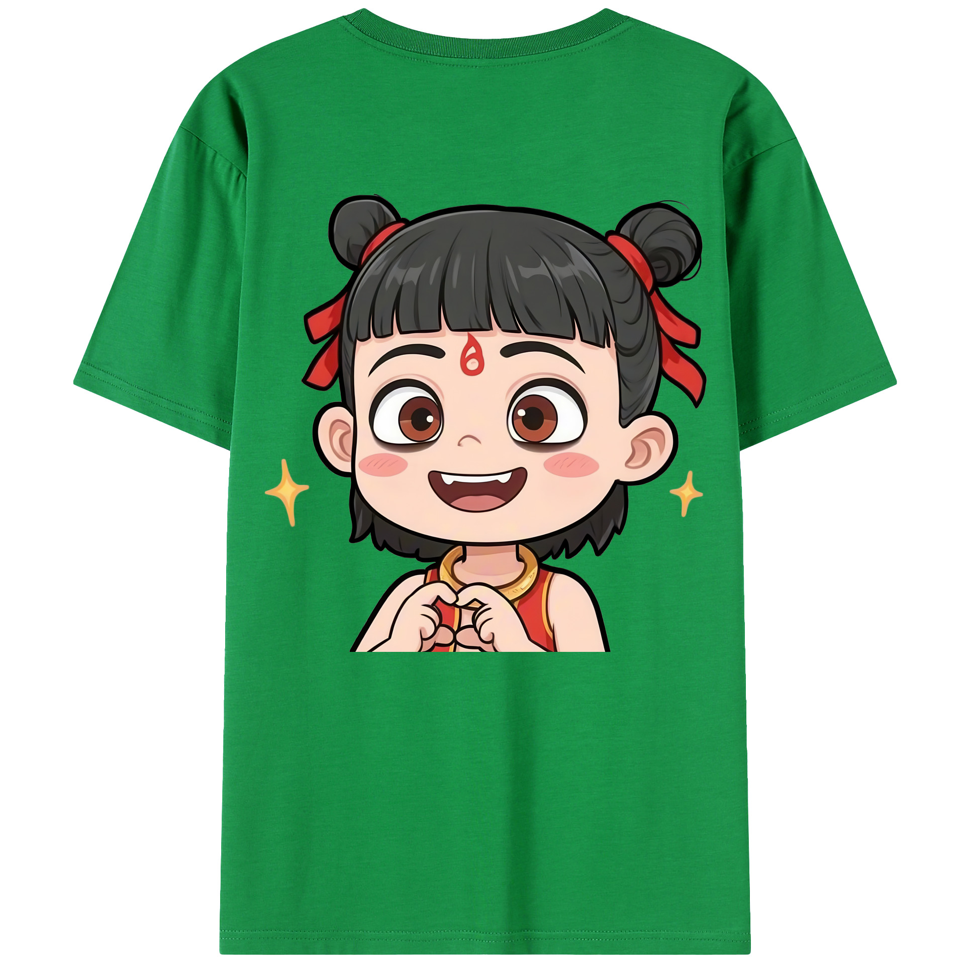 （画像用） Ne Zha 2 ナタ 魔童の大暴れ 綿100％ メンズ半袖Tシャツ（バックプリント） 通気性