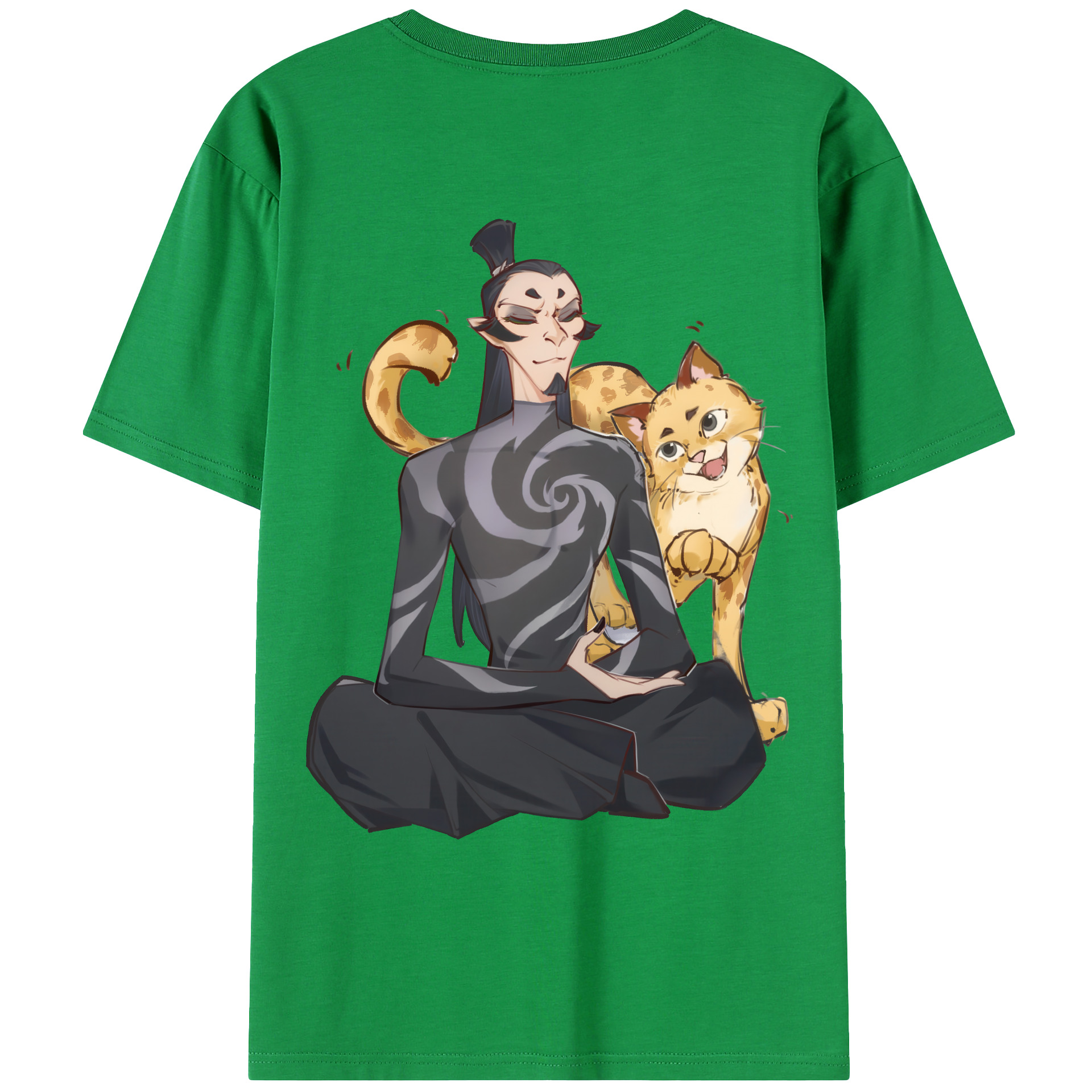 （画像用） Ne Zha 2 ナタ 魔童の大暴れ 綿100％ メンズ半袖Tシャツ（バックプリント） 通気性