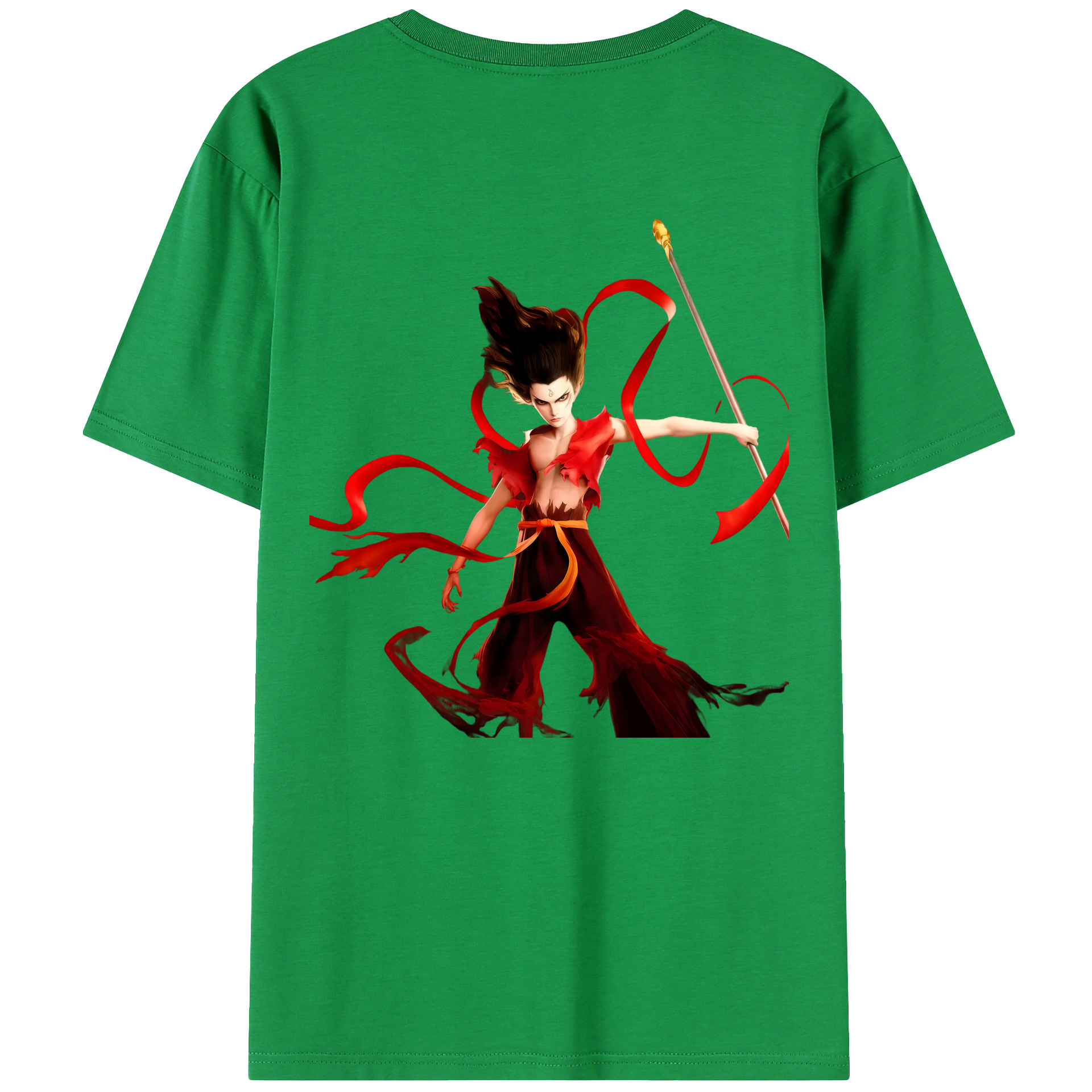 （画像用） Ne Zha 2 ナタ 魔童の大暴れ 綿100％ メンズ半袖Tシャツ（バックプリント） 通気性