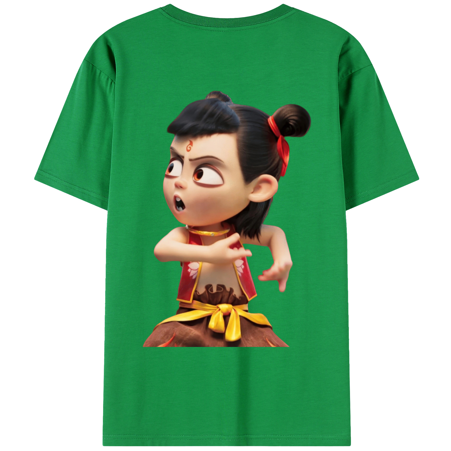 （画像用） Ne Zha 2 ナタ 魔童の大暴れ 綿100％ メンズ半袖Tシャツ（バックプリント） 通気性