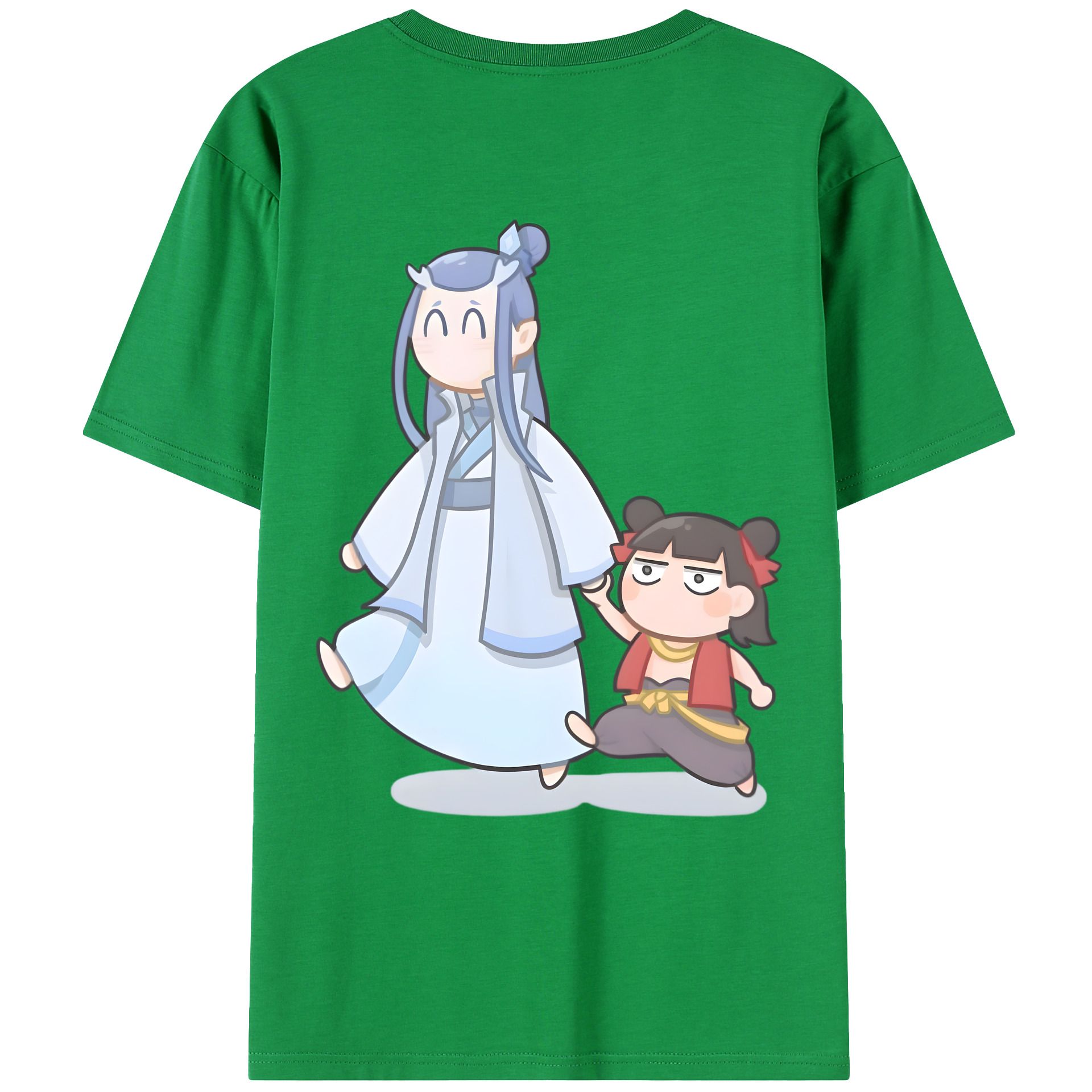 （画像用） Ne Zha 2 ナタ 魔童の大暴れ 綿100％ メンズ半袖Tシャツ（バックプリント） 通気性