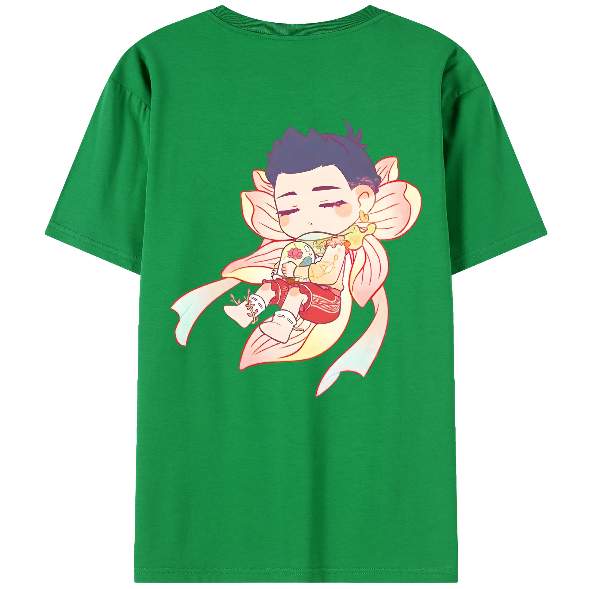 （画像用） Ne Zha 2 ナタ 魔童の大暴れ 綿100％ メンズ半袖Tシャツ（バックプリント） 通気性