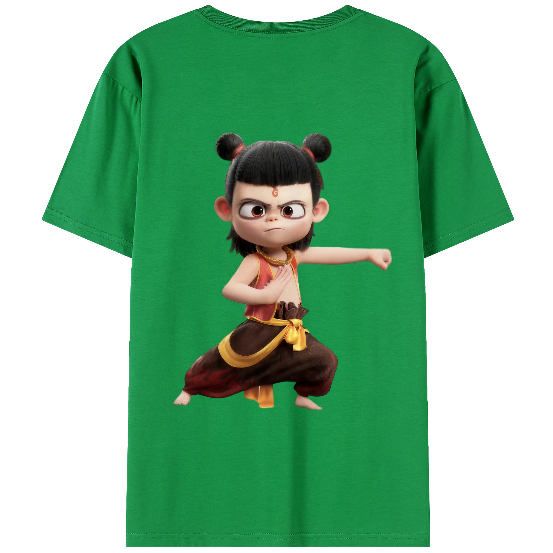 （画像用） Ne Zha 2 ナタ 魔童の大暴れ 綿100％ メンズ半袖Tシャツ（バックプリント） 通気性
