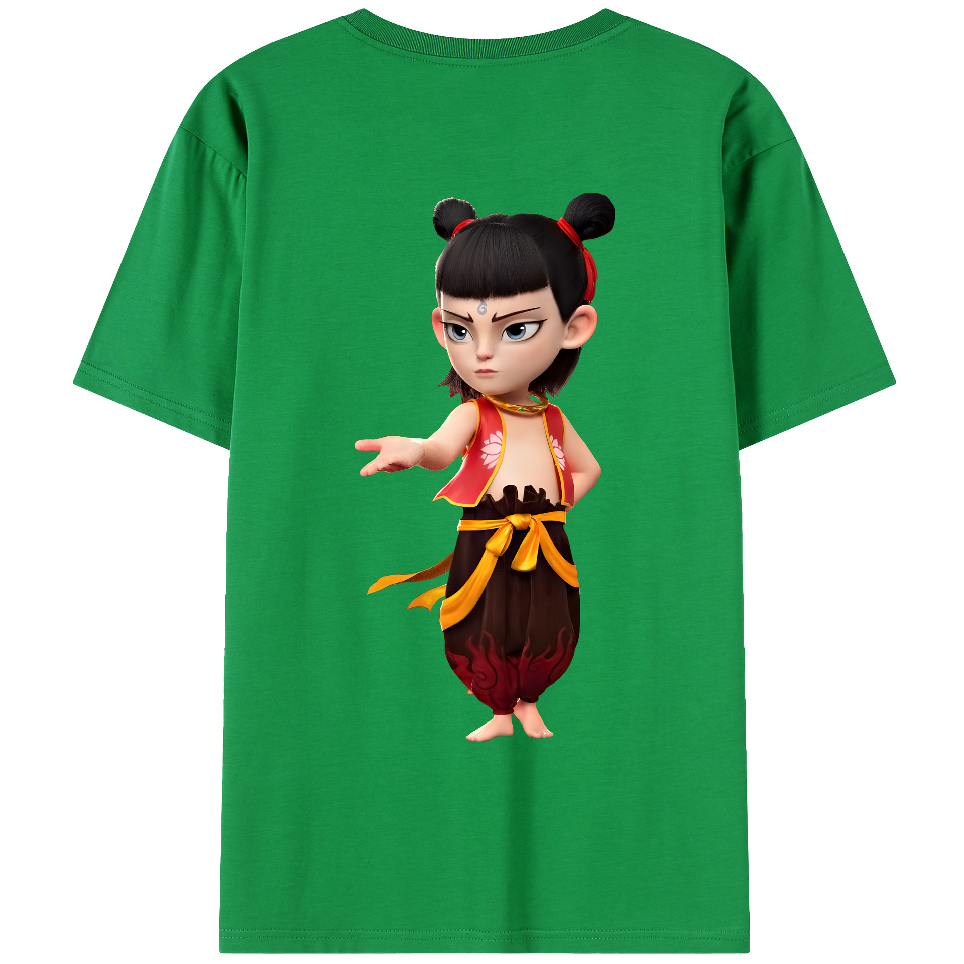（画像用） Ne Zha 2 ナタ 魔童の大暴れ 綿100％ メンズ半袖Tシャツ（バックプリント） 通気性
