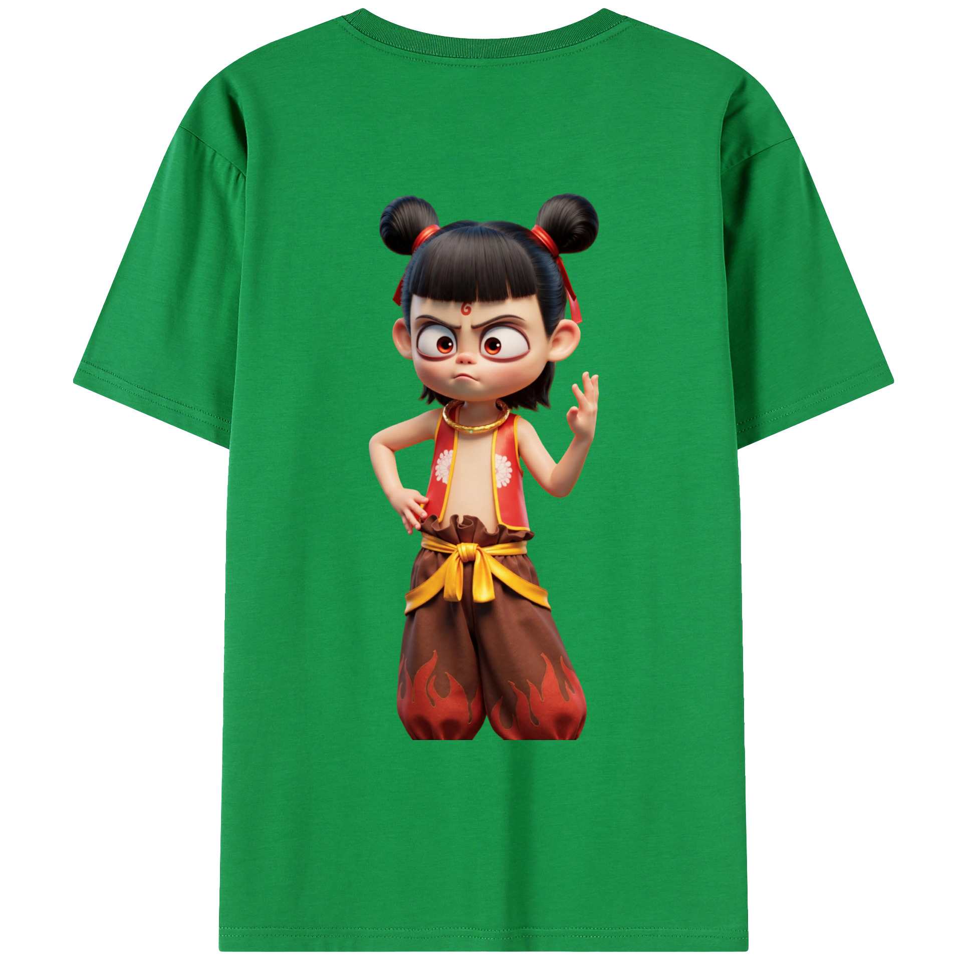 （画像用） Ne Zha 2 ナタ 魔童の大暴れ 綿100％ メンズ半袖Tシャツ（バックプリント） 通気性
