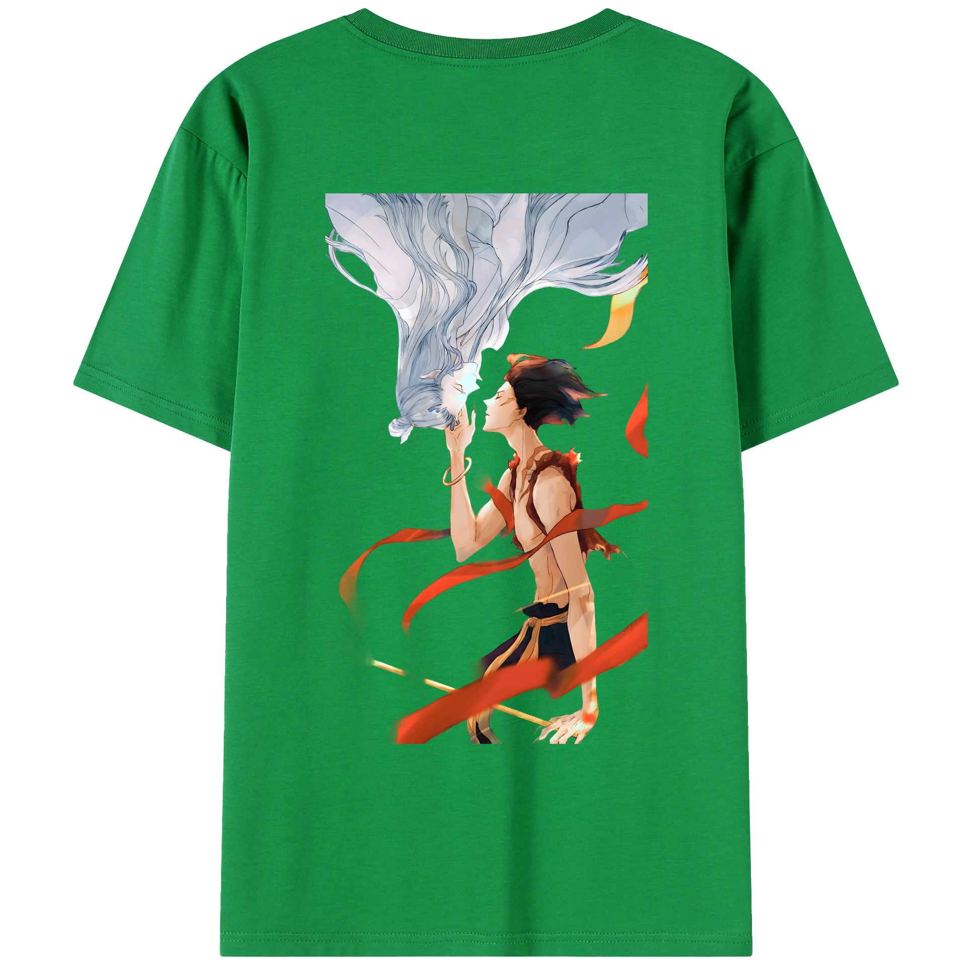 （画像用） Ne Zha 2 ナタ 魔童の大暴れ 綿100％ メンズ半袖Tシャツ（バックプリント） 通気性