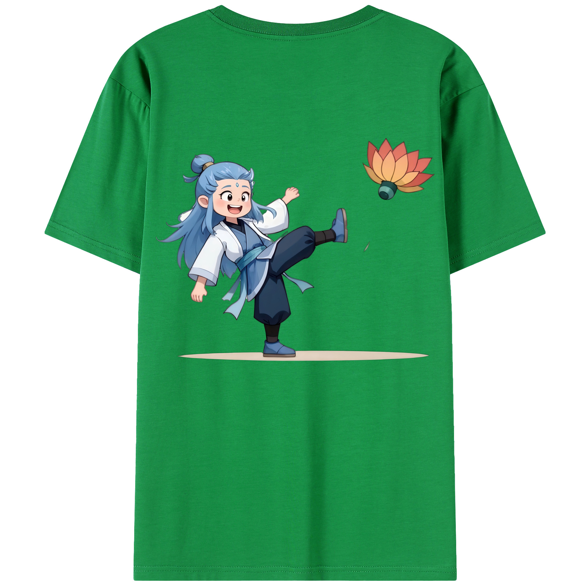 （画像用） Ne Zha 2 ナタ 魔童の大暴れ 綿100％ メンズ半袖Tシャツ（バックプリント） 通気性