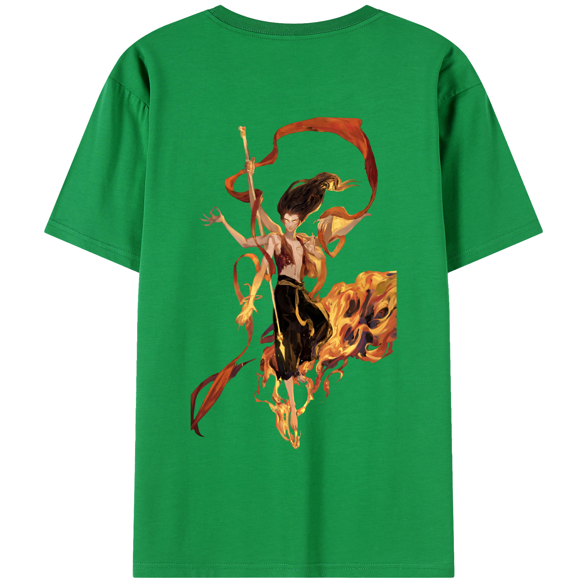 （画像用） Ne Zha 2 ナタ 魔童の大暴れ 綿100％ メンズ半袖Tシャツ（バックプリント） 通気性